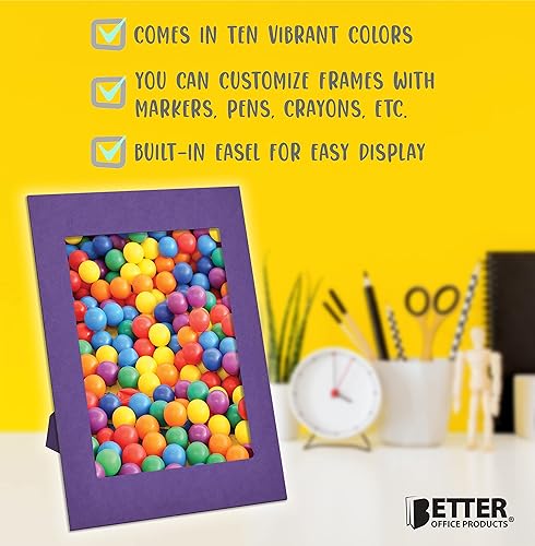 Miniatura 2 de Better Office Products Marcos de papel para insertos de 4 x 6 pulgadas, paquete de 50 portarretratos de cartulina pesada con caballete, marcos de