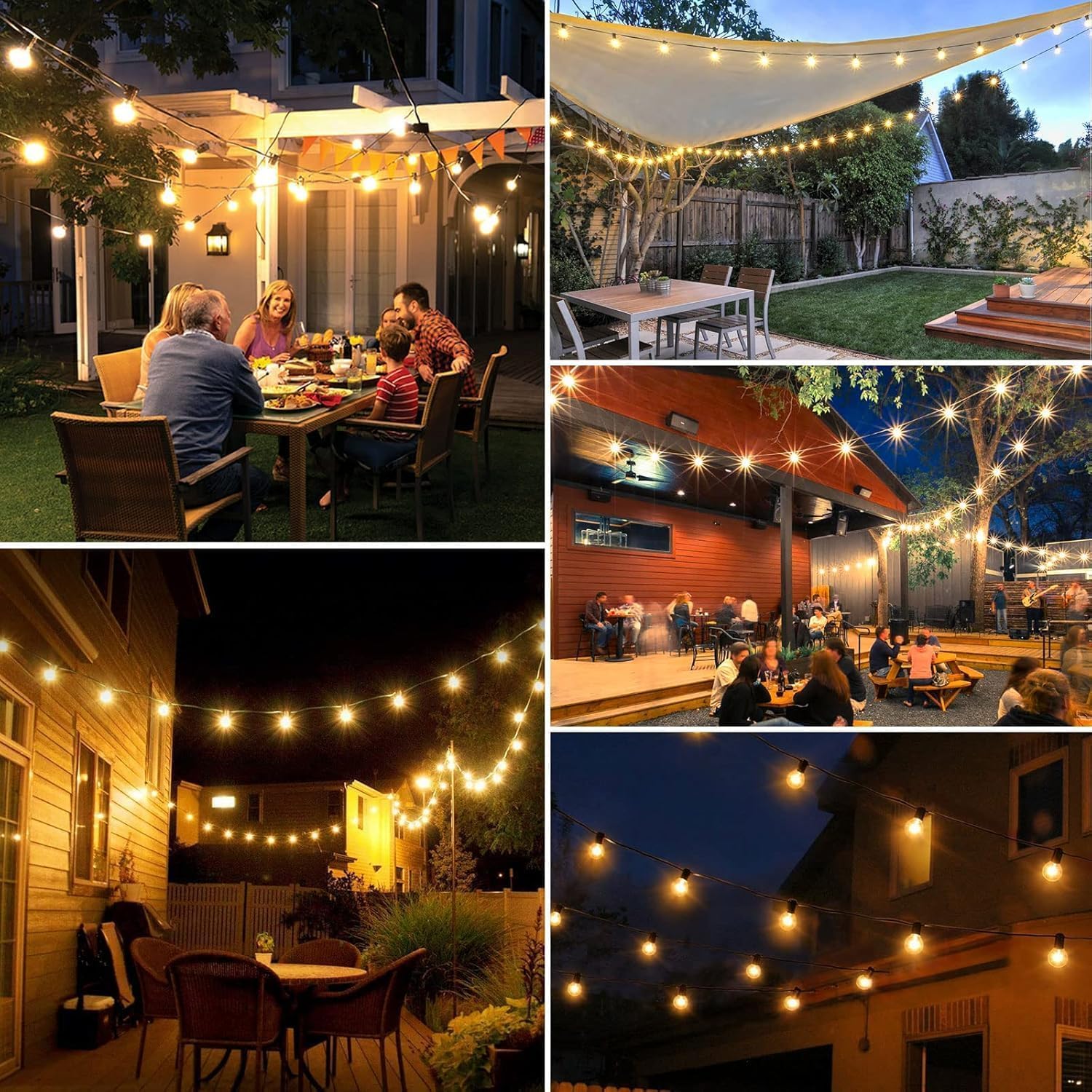 Guirnaldas Luces Exterior Regulable 15M, Guirnalda Luminosas con Control Remoto 25+1 G40 LED Bombillas, Cadena de Luz Impermeable para Garden, Jardín, Terraza