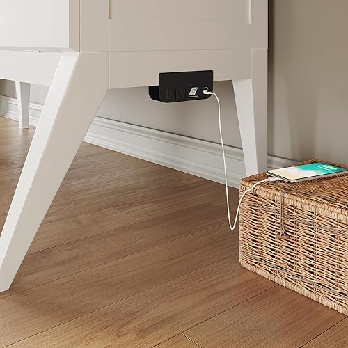 Miniatura 7 de AFI Northampton Murphy - Escritorio de cama matrimonial color blanco con estación de carga