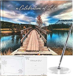 Celebration of Life Funeral Guest Book, Bridge Funeral Guestbook with Pen, Memorial Service Guest Book, Memorial Guest Book, Memorial Book, Funeral Book, Signature Book, Funeral Book Guest