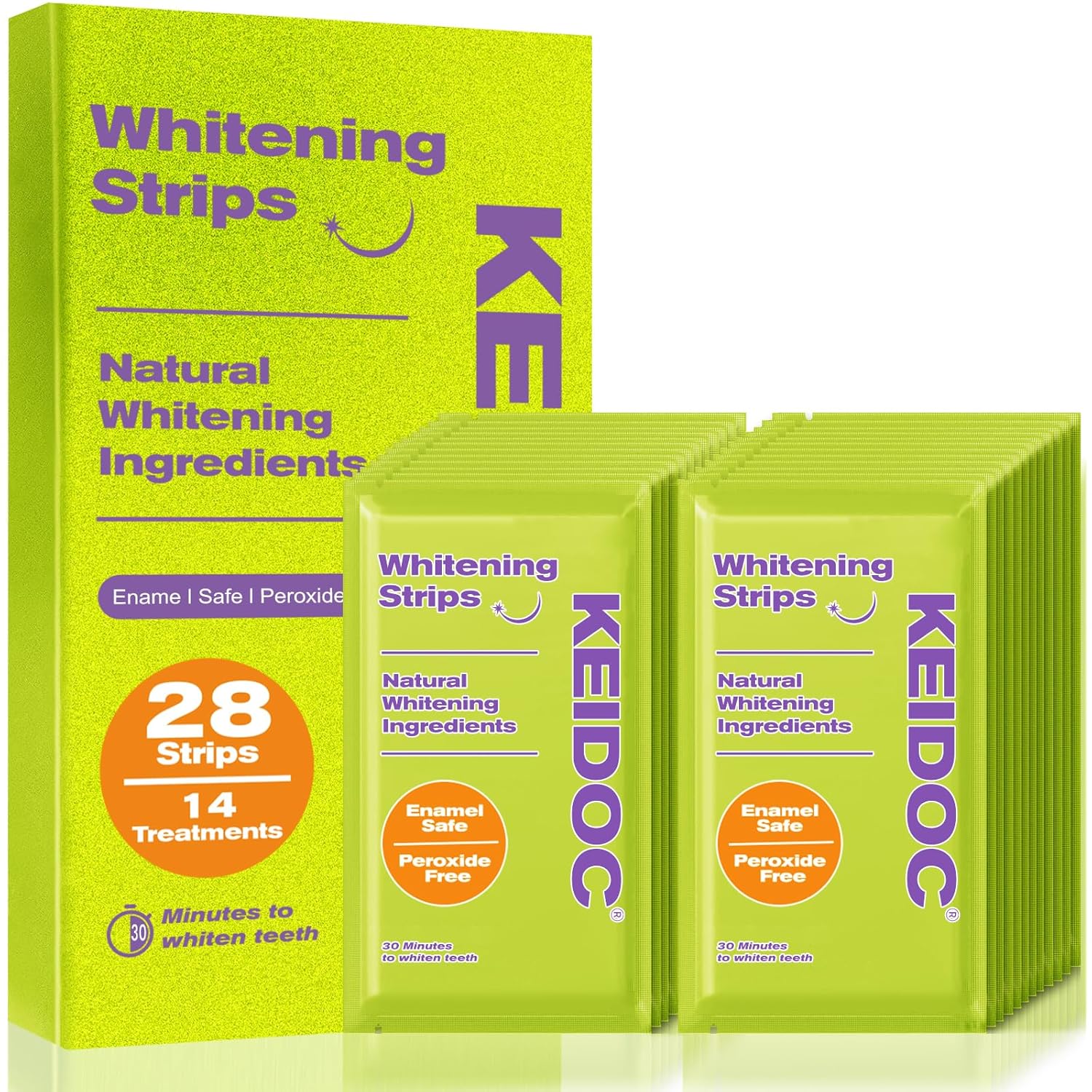 Teeth Whitening Strips - 14 Treatments Enamel-Safe Natural Coconut White Strips for Teeth Whitening Non-Sensitive Mint 28 Strips
