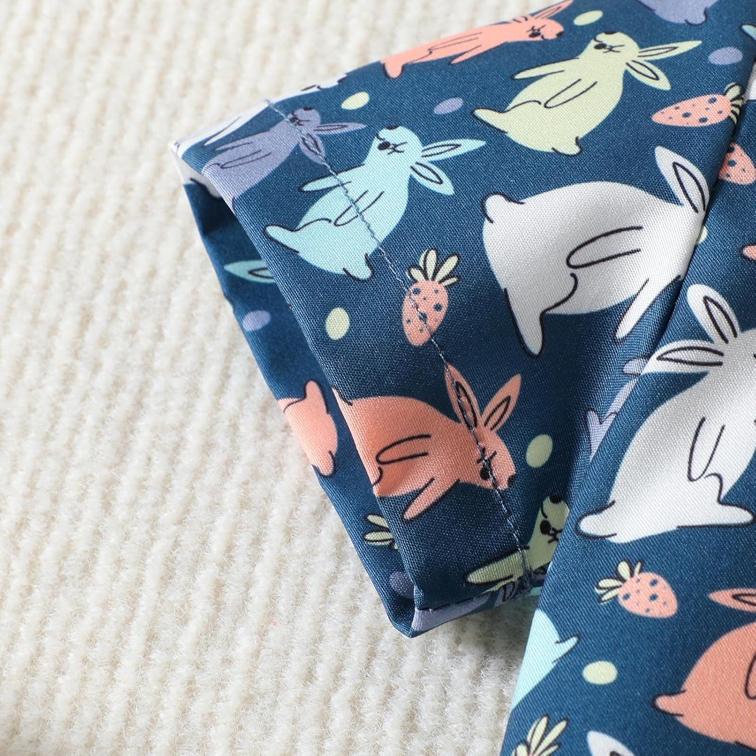 Miniatura 5 de Reokoou Pantalones de conejo de Pascua para niño pequeño, conejito blanco, huevo de Pascua, conejito marrón, manga larga, ropa de verano para recién