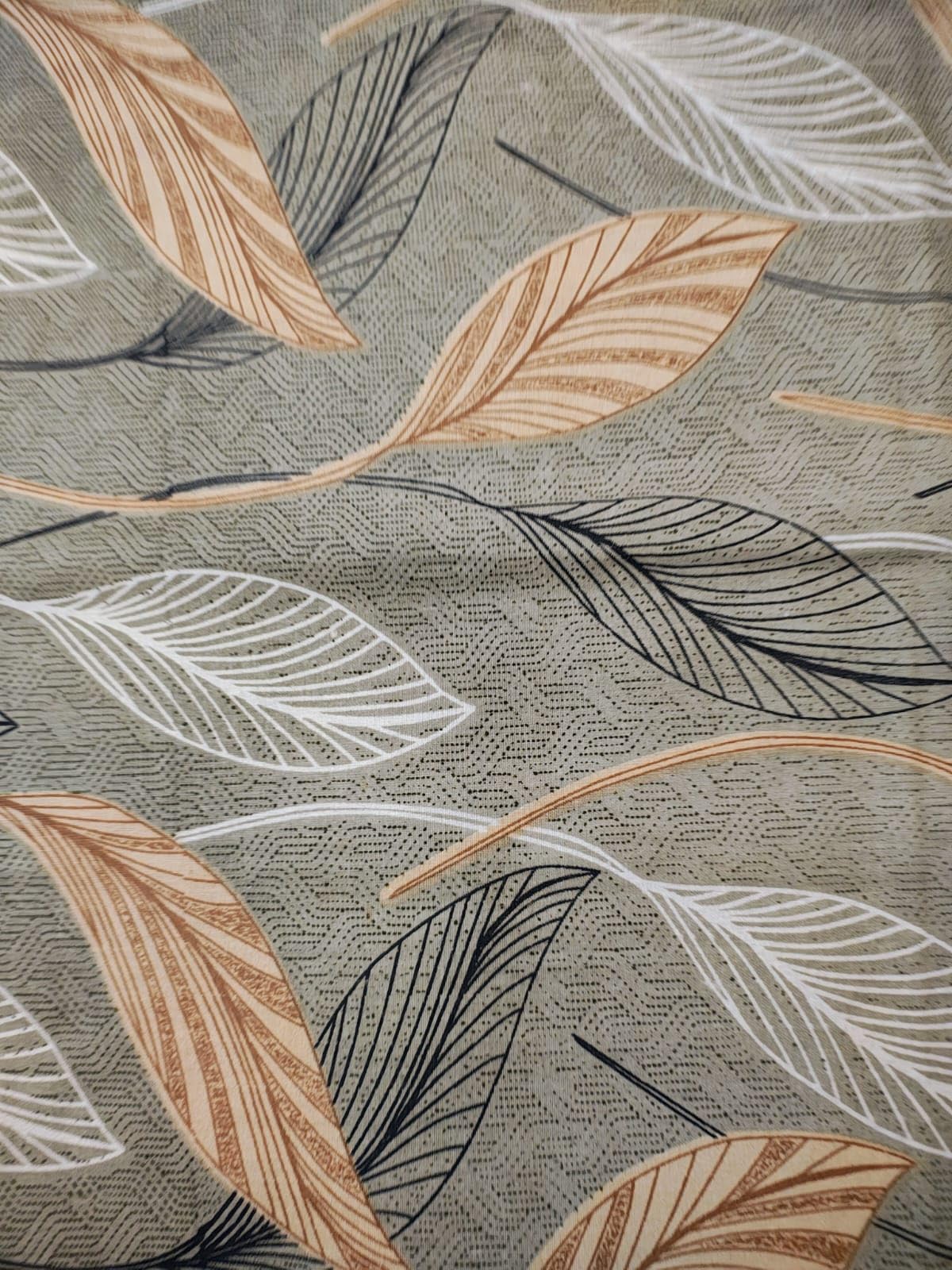 Soft, Breathable, Modern Leaf Pattern, Neutral Tones, Fade-Resistant, Elegant Bedroom Décor | Nature Print Cotton Single Bed Bedsheet with Pillow Cover
