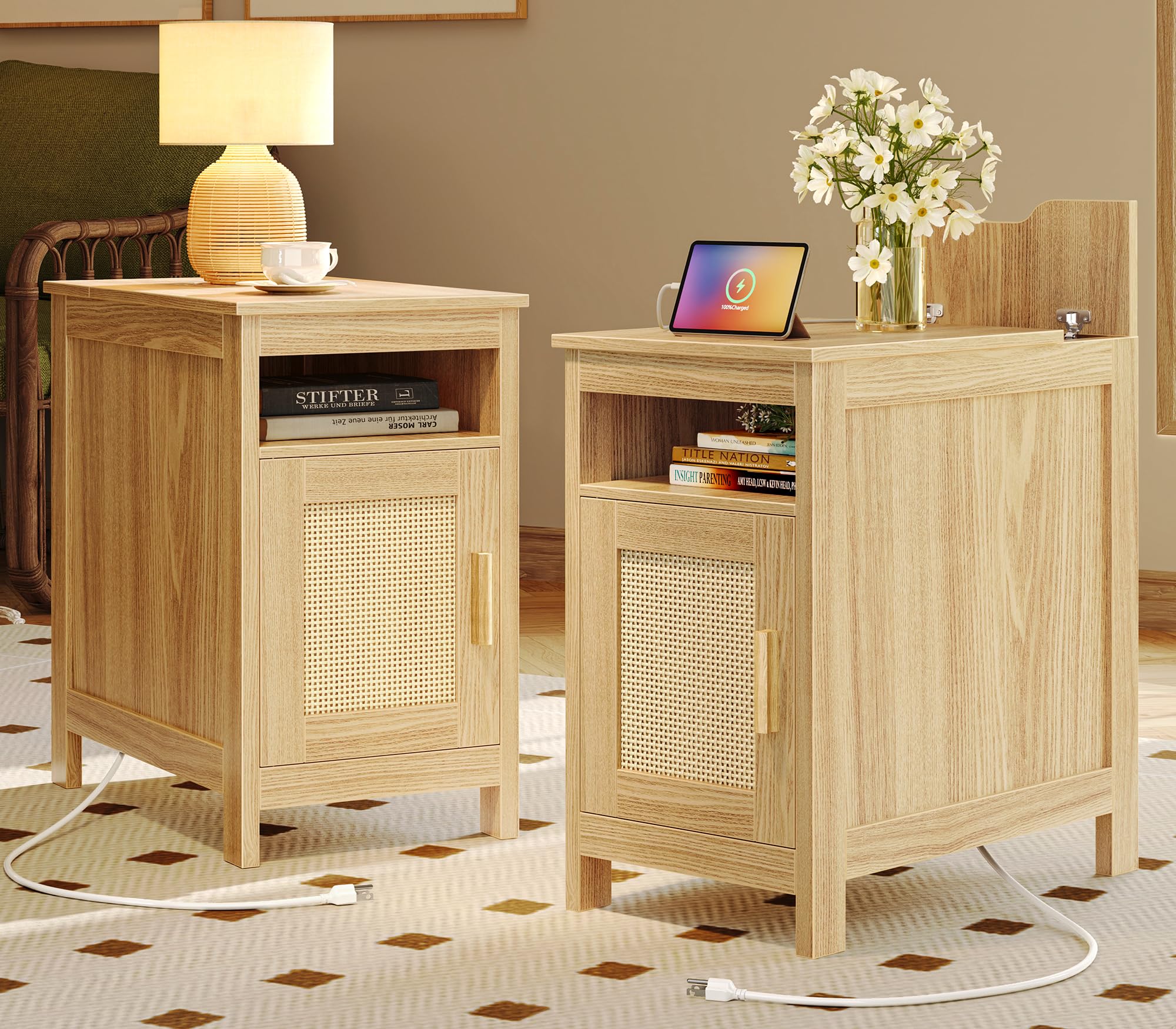 Amazon.com: Huuger Narrow Night Stand Set of 2, End Table with