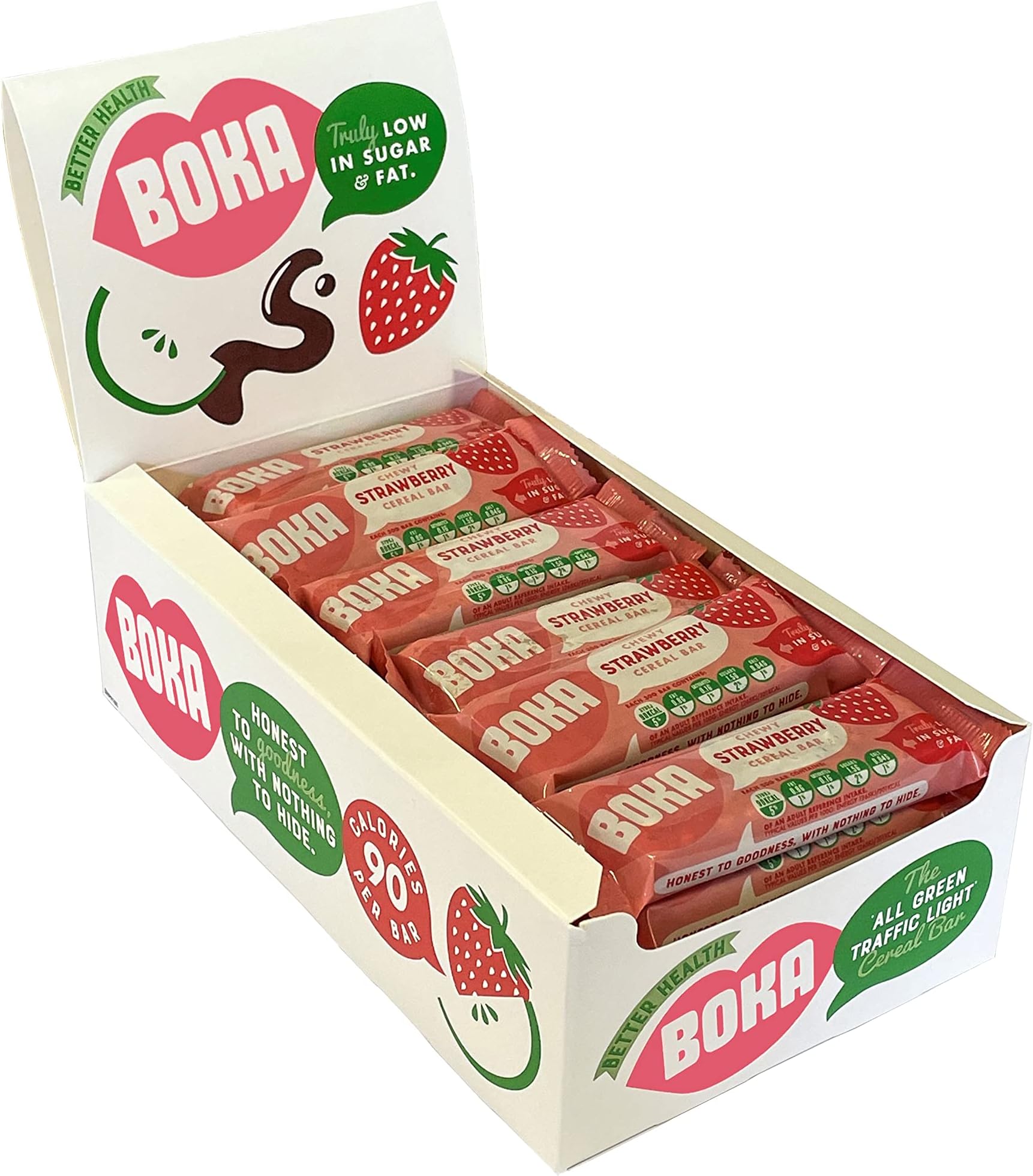 Food Chewy Strawberry Cereal Bar 24 x 30g, Healthier Snack, Vegan, Low Sugar, Low Fat & High Fibre Breakfast Bars Great for Kids & Adults. Nut Free.