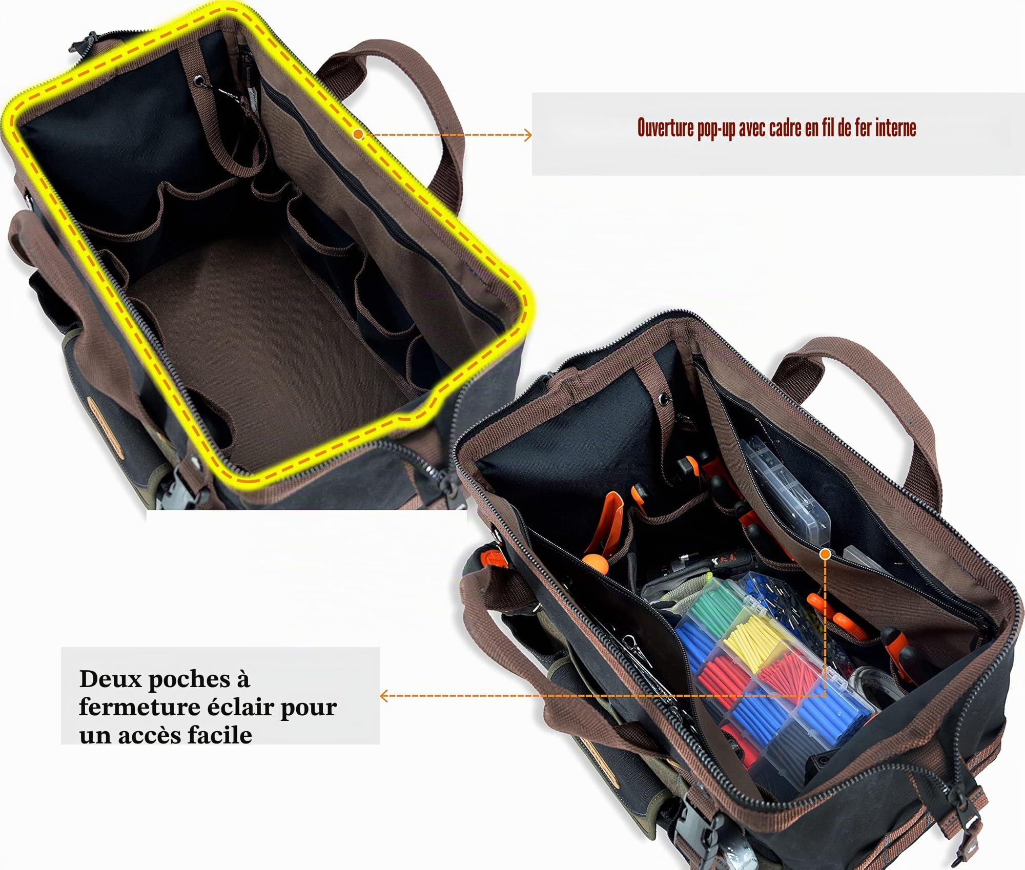 WELKINLAND Sac en toile cirée à 32 poches pour électricien outil