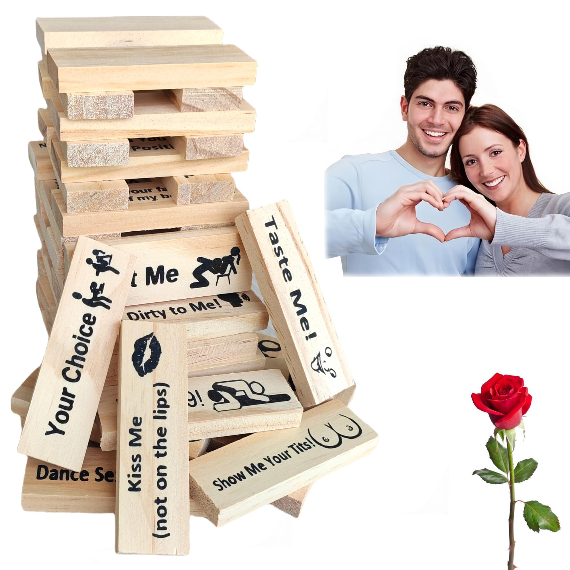 Blocs de jeu pour couple, jeu de tour de blocs super coquins, pour couples adultes, tour en bois empilable, jeux de blocs empilables, jeux de Saint-Valentin pour les amateurs de bourrage, conçus