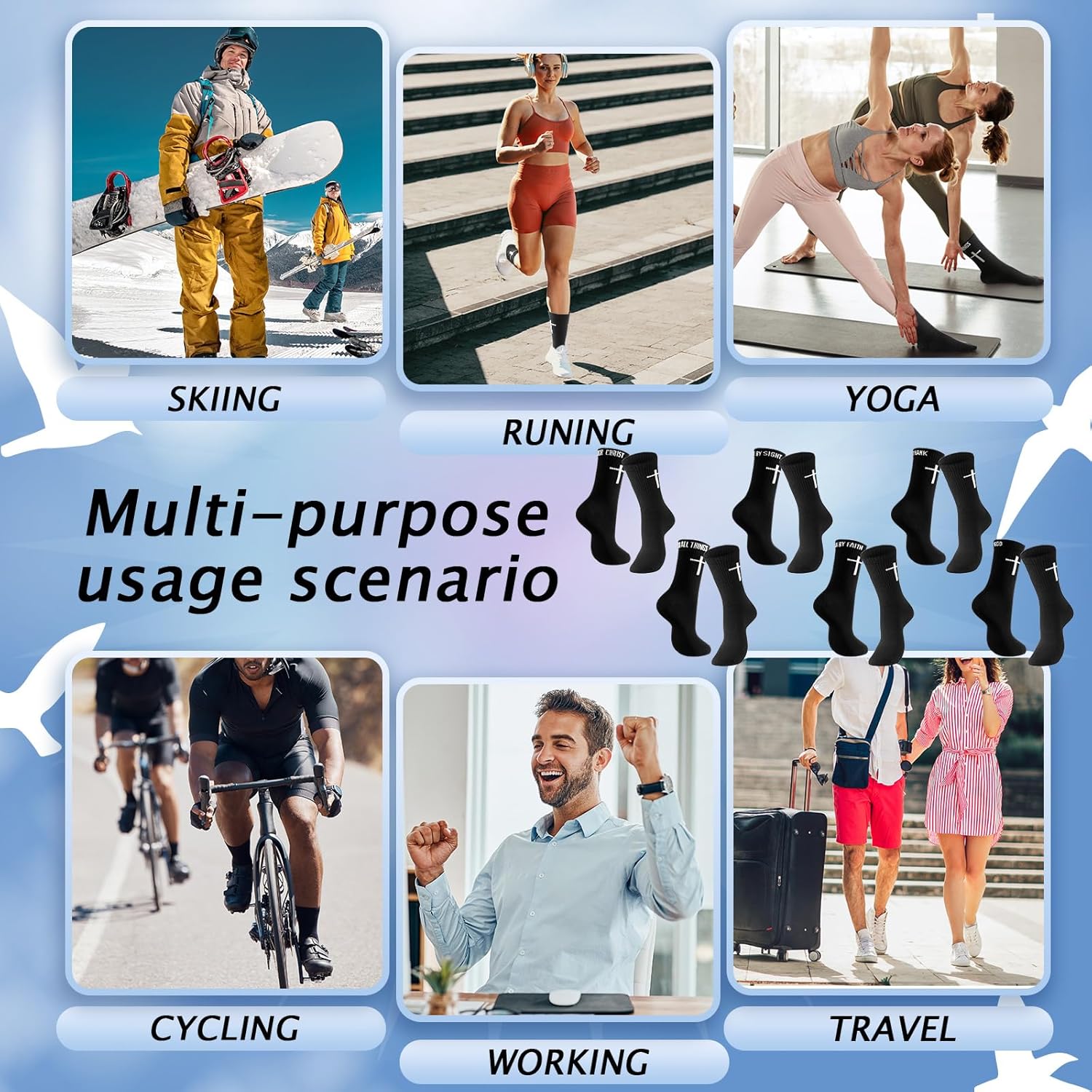 Christian Cross Socks Bulk Inspirational Religious Crew Socks with Bible Verse for Men Youth Catholic Saint God - Image 6