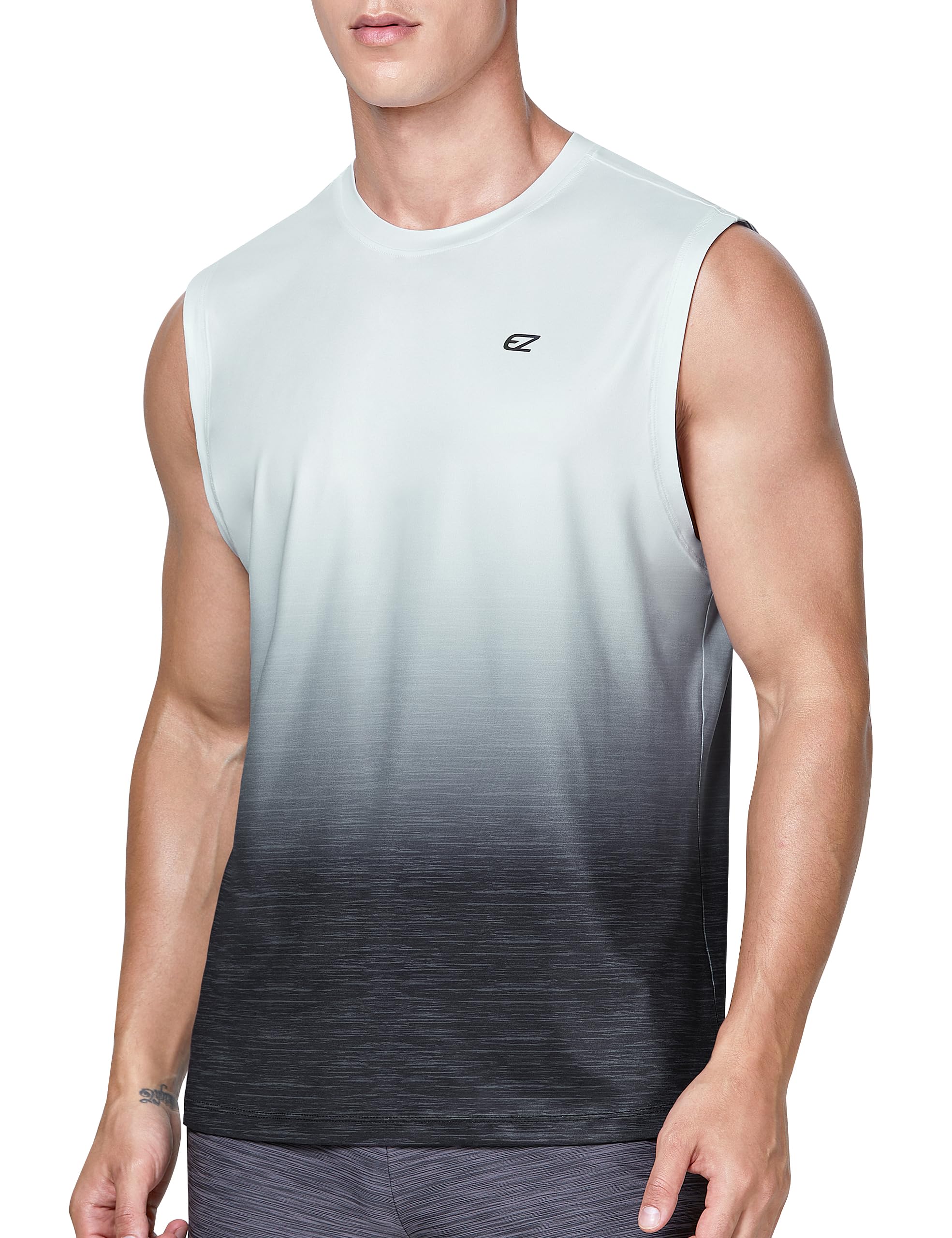 EZRUN Men's Sleeveless Shirt Quick Dry UPF 50+ Swim Beach Shirts Gym Workout Muscle Athletic Summer Tank Top Big and Tall
