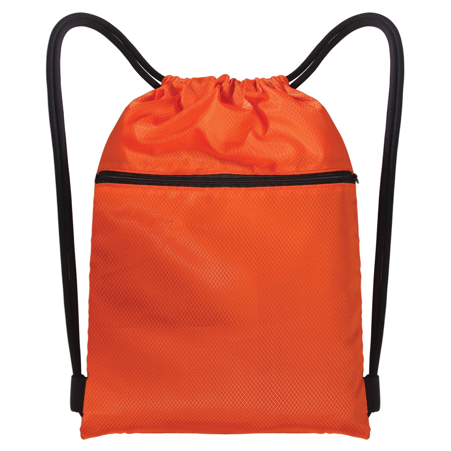 DIOMMELLDrawstring Strings Bags with Pockets Sports Athletic Travel Gym Cinch Sack Lightweight Backpack for Men and Women, Orange