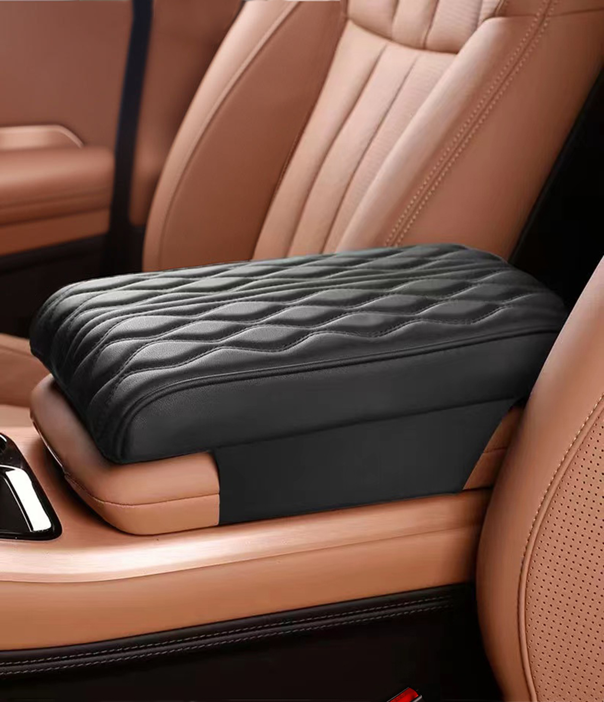 Car Center Console Cover, Memory Foam Car Armrest Cushion, Black Auto Arm Rest Pad, Leather Arm Rest Covering Car, Hand Rest Pillow for SUV/Truck/Vehicle (Black)