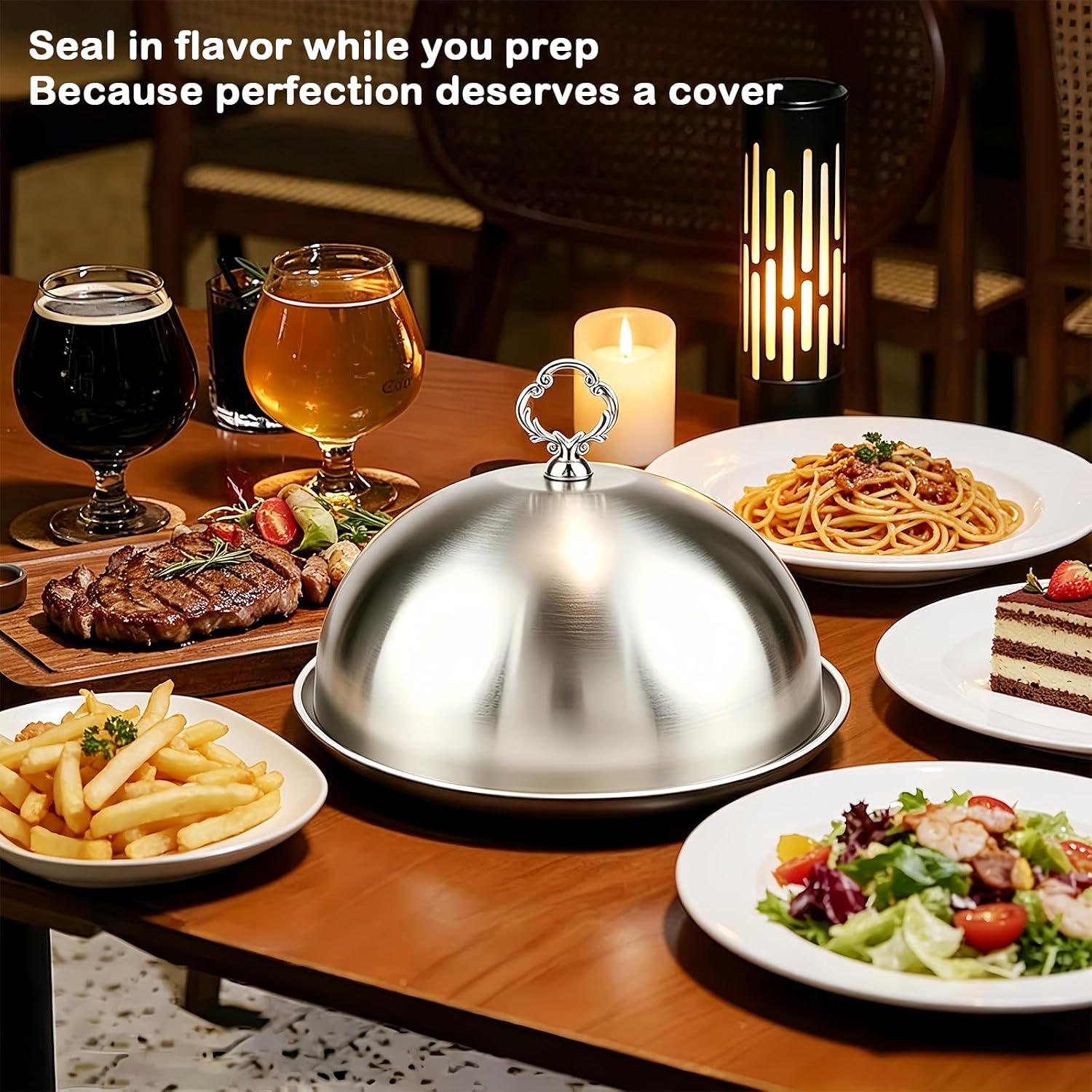 10.2 Inch Stainless Steel Food Dome Cover, Food Cloche, Silver