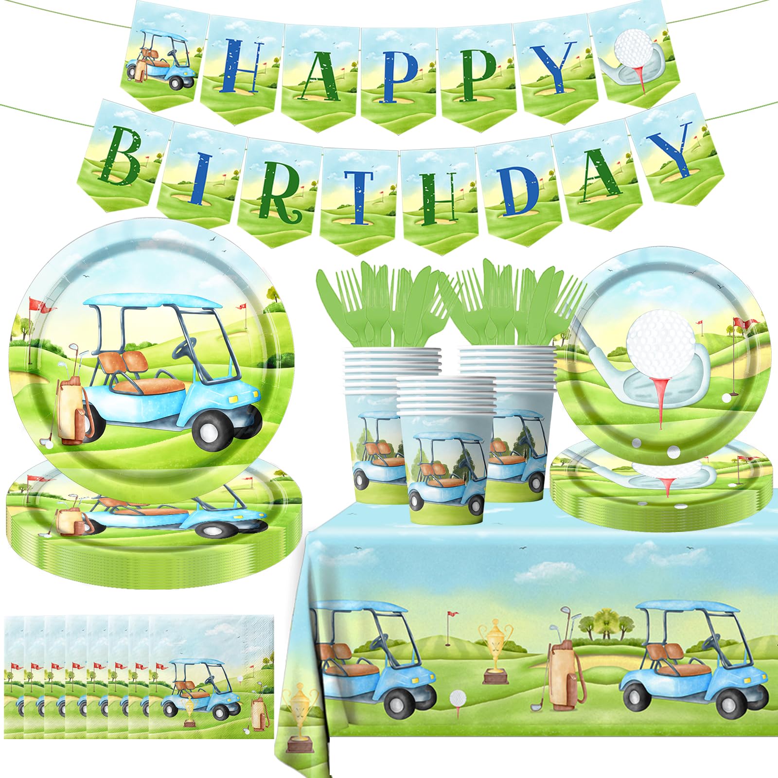 Golf Birthday Decorations - Golf Sports Party Supplies Include Golf Disposable Napkins, Dinner Plates for Golf Themed Birthdays, Sports Party Birthday