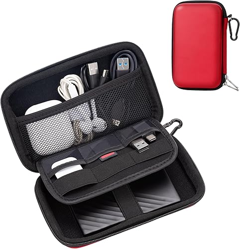 Miniatura 7 de Travel Essentials - Bolsa organizadora electrónica para cables, funda protectora rígida de EVA, organizador de almacenamiento a prueba de golpes,