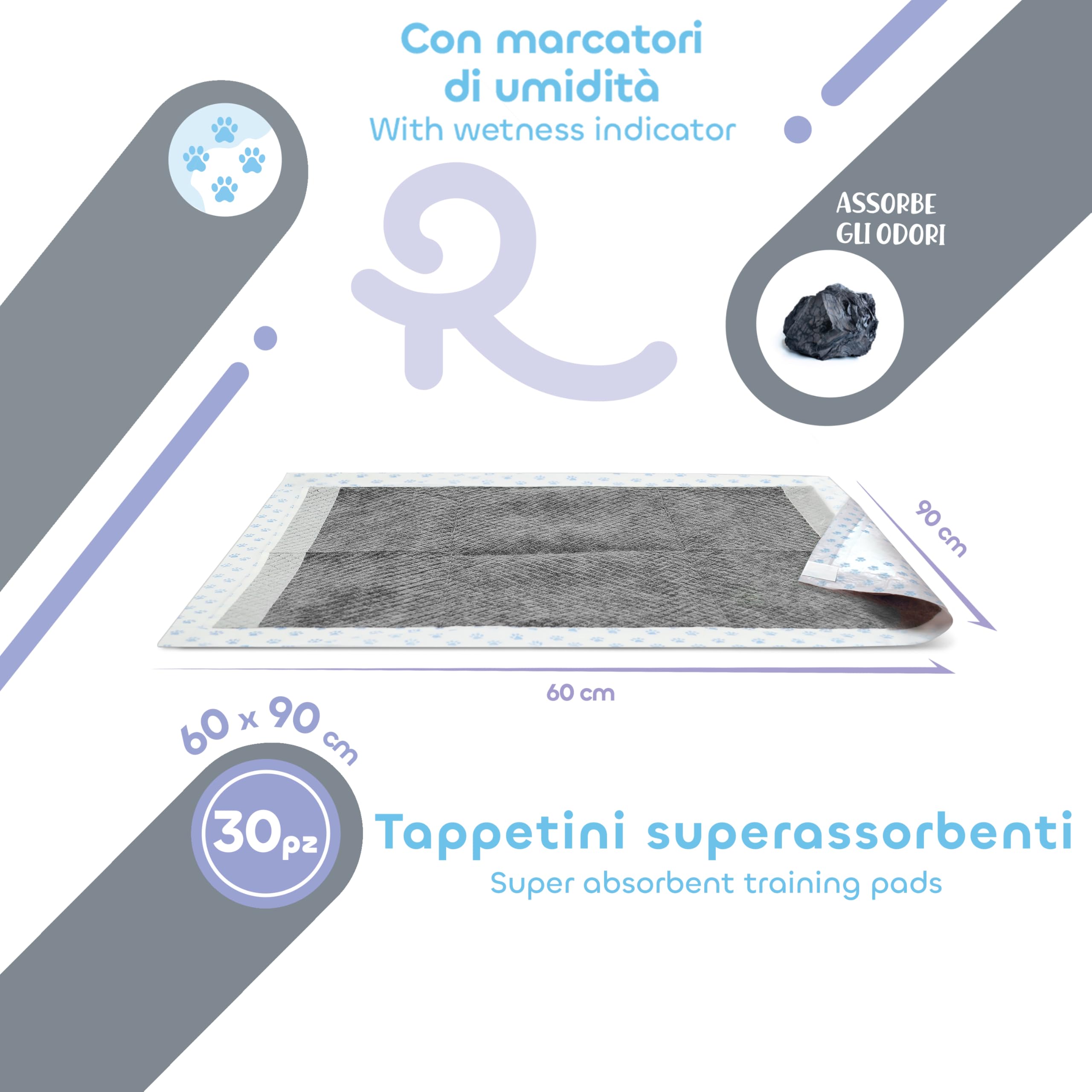 Record Hygienematten Absorbipiù Einweg-Hundeschlafer mit Aktivkohle fur Hunde. Extra Absorbierend. Reißfest und Geruchsdicht | 60x90cm, Packung mit 30 Stuck