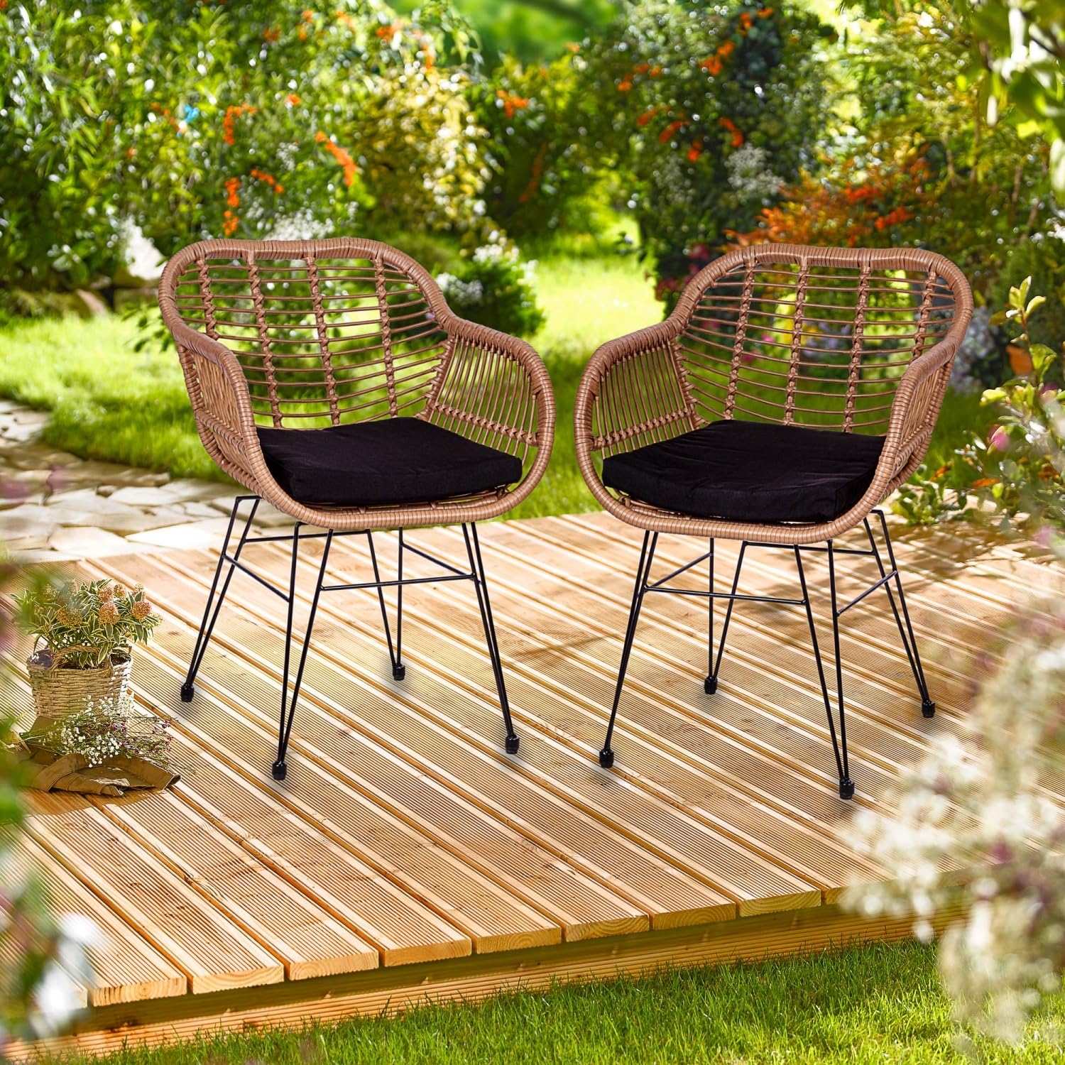 STILISTA Poly-Rattan Gartenstuhl 2er Set wetterfest Indoor Outdoor geeignet