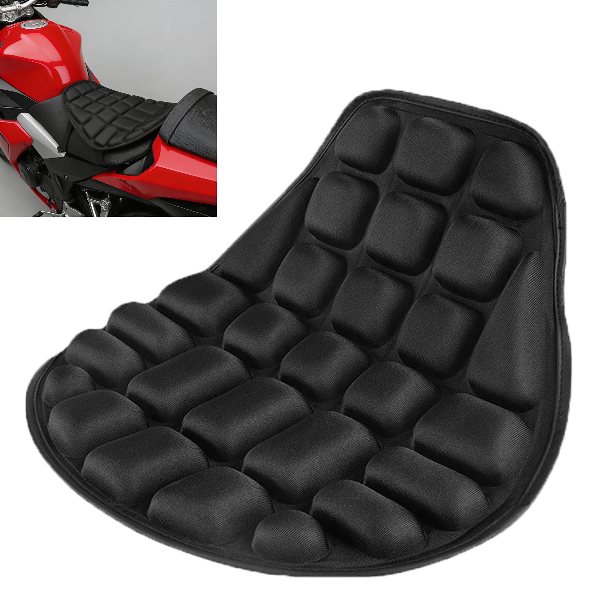 Cojín Transpirable Absorbe Impactos Motocicleta - 1 Unidad, Negro, Almohadilla Para Asiento de Motociclete, Apto Para Mayoría Motos, Resistencia los Golpes y Función Reducción de Presión
