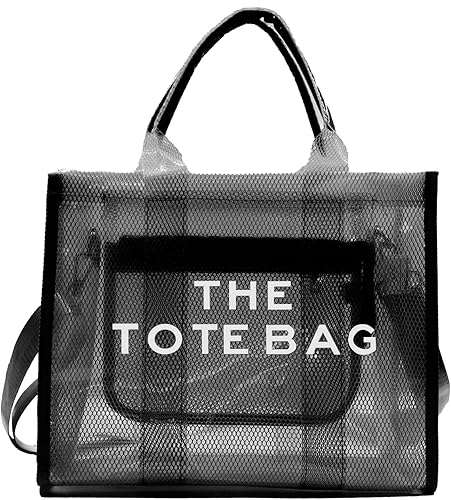 Clear Tote Bag for Women PVC Travel Handbag Shoulder Crossbody Beach Bag for Work Travel School