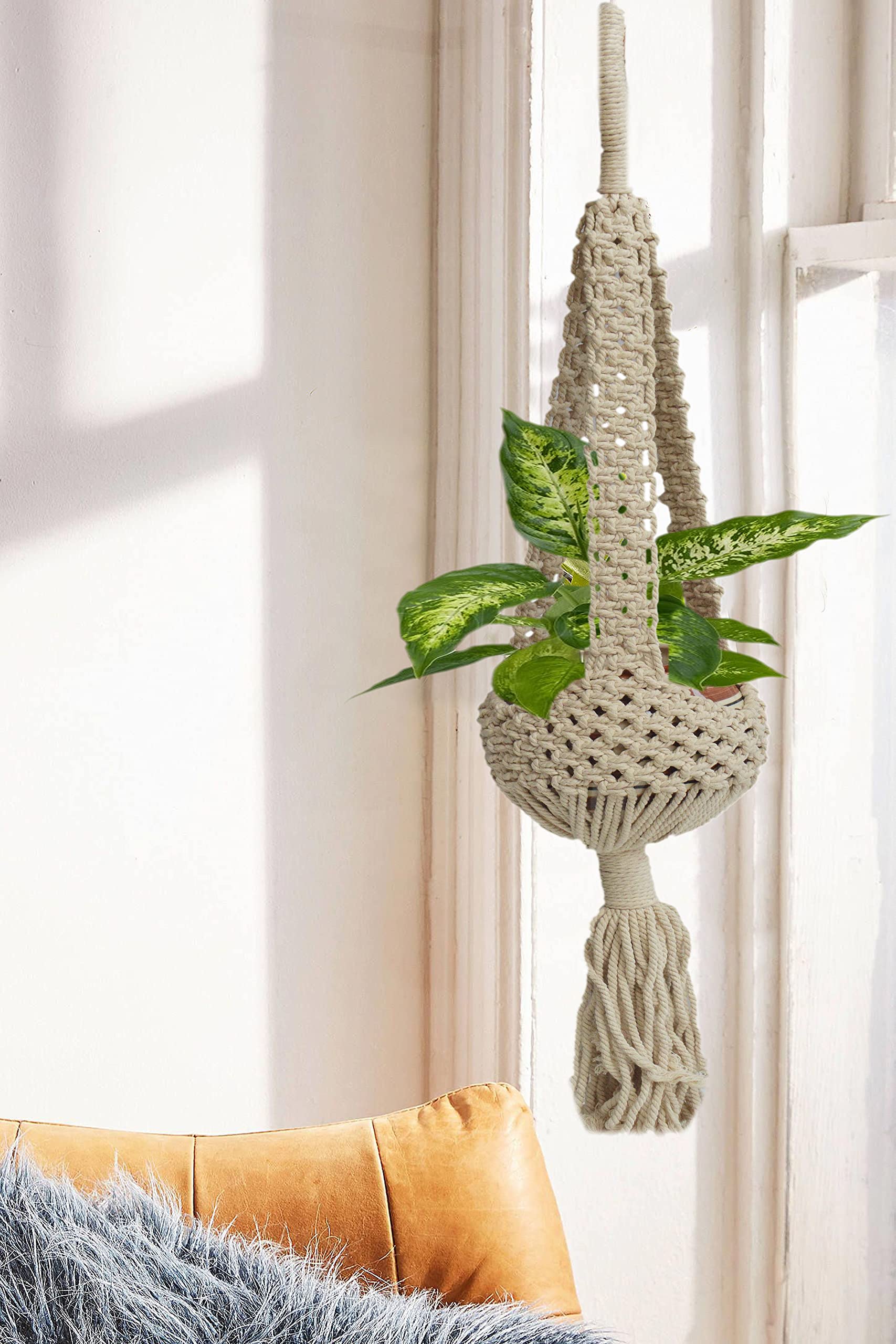 AIESY® - Live Beautiful ! Macrame Plant Hangers, Unique Designs,Handmade Cotton Rope Hanging Planters Flower Pots (Natural) (B0BM53QHPB) Amazon Price History, Amazon Price Tracker