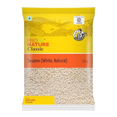 Pro Nature 100% Organic Whole White Raw Sesame Seeds - 200g | Natural white Sabut Till for Eating | Rich Nutrient | Indi