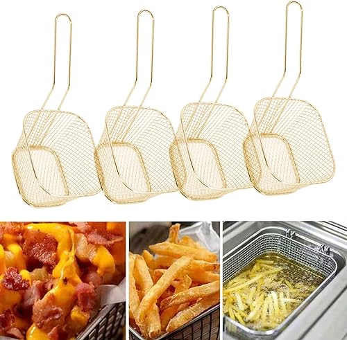Miniatura 6 de Cesta de acero inoxidable para freidora, colador para papas fritas, colador de alimentos, herramientas de cocina, 4 cestas para papas fritas fritas