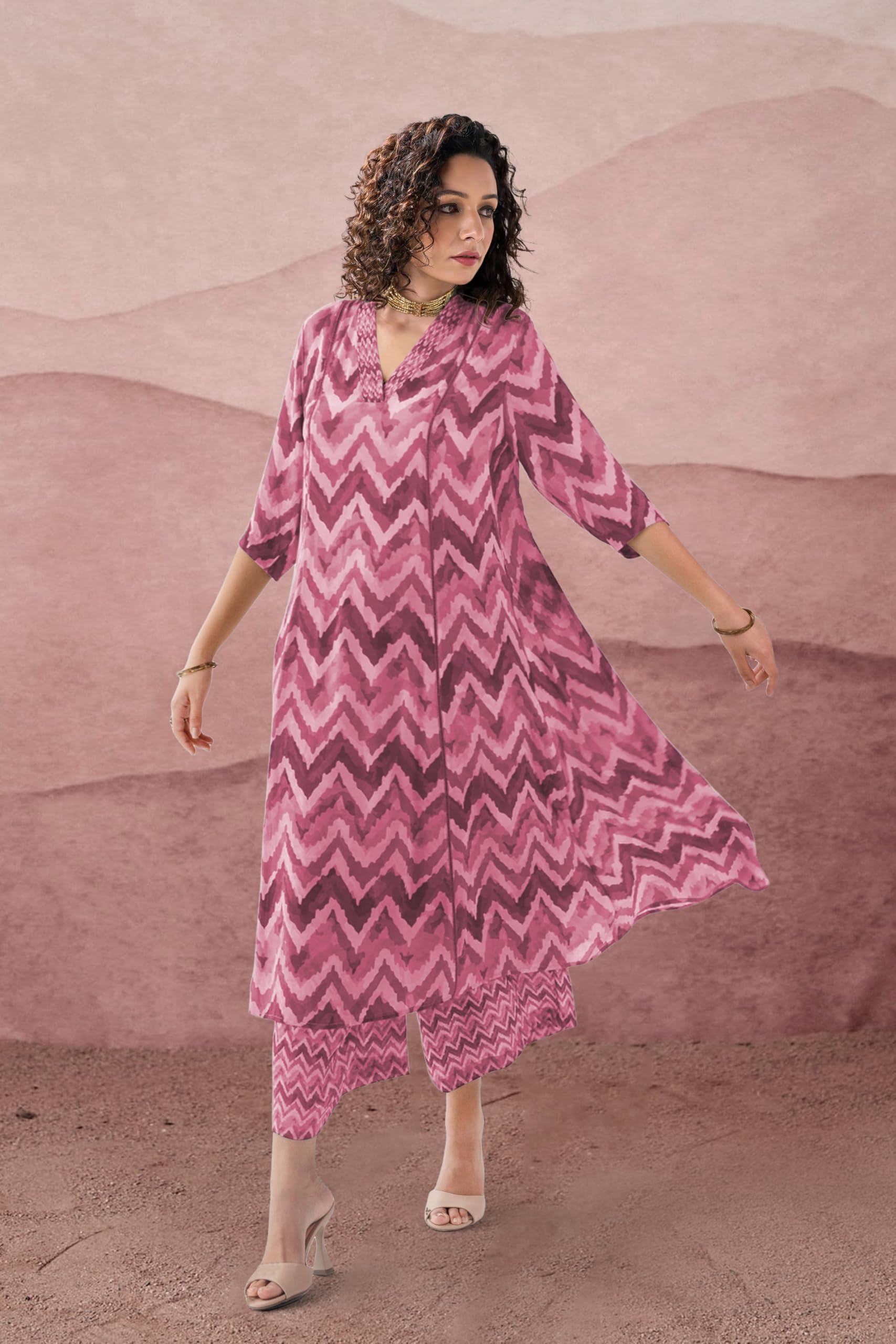 Toochki Women's Rayon Regular A Line Co Ord Set (Tkcbl-Ry-336-Pk-Cd/Xl_Pink