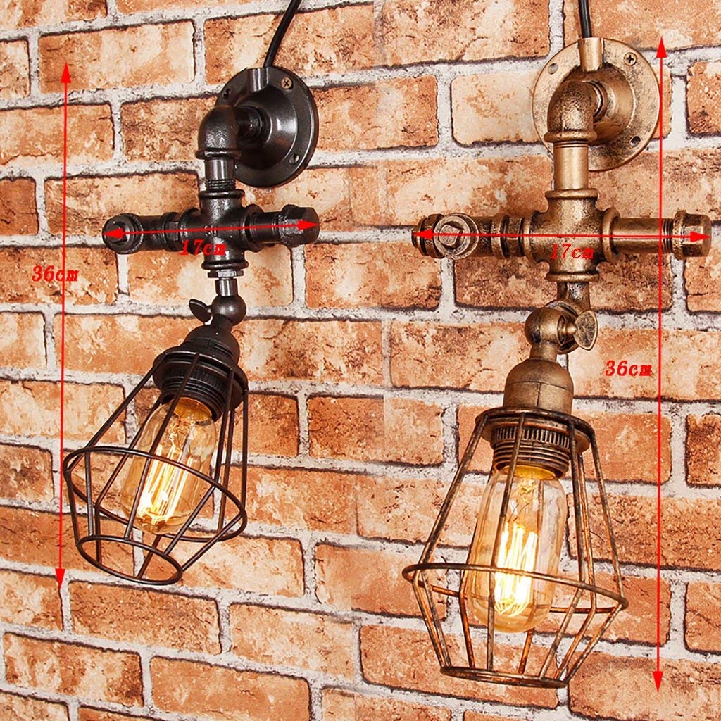 Lampe murale rétro design tuyau d'eau rustique et créatif modèle B