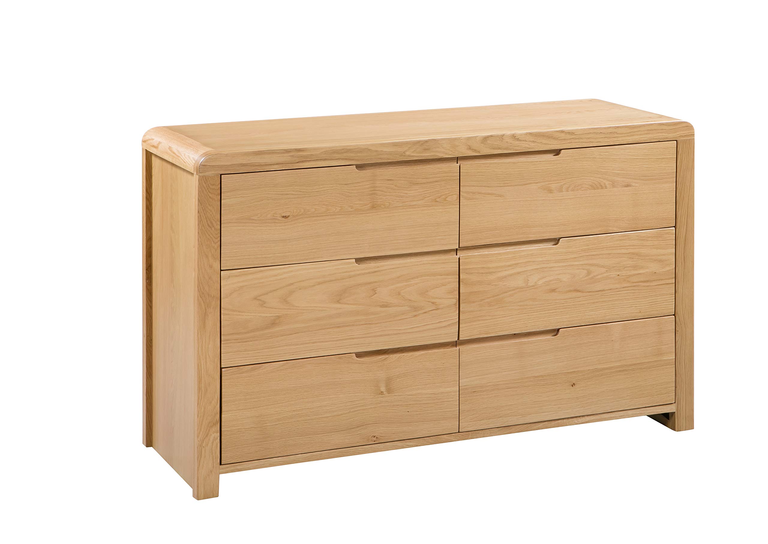 Julian Bowen Curve 6 Drawer Wide Chest, Oak