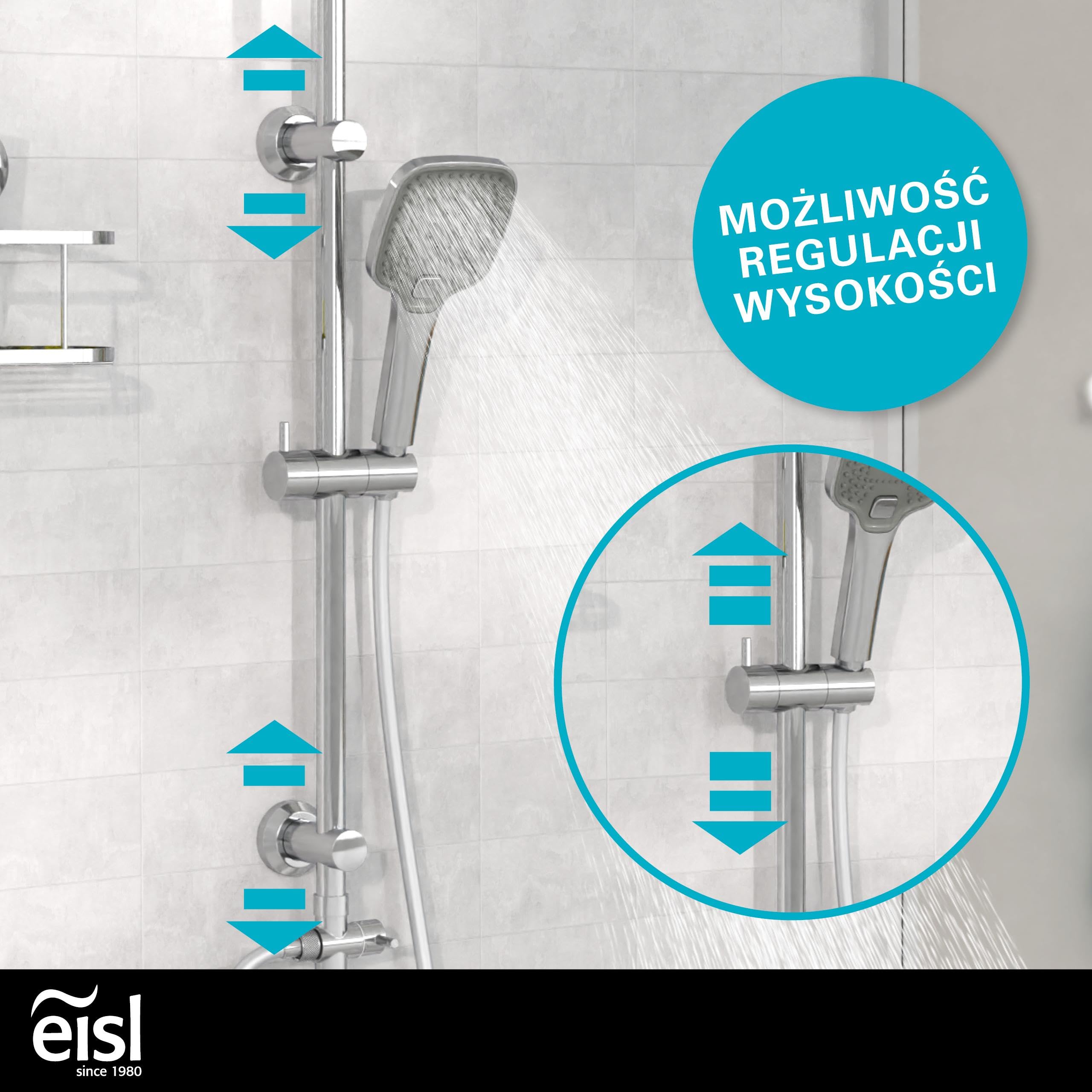 EISL EASY DELUXE zestaw prysznicowy, system prysznicowy bez armatury 2 w 1 z dużą deszczownicą ze stali nierdzewnej (300 x 300 mm) i słuchawką prysznicową, deszczownicą bez armatury, idealny do