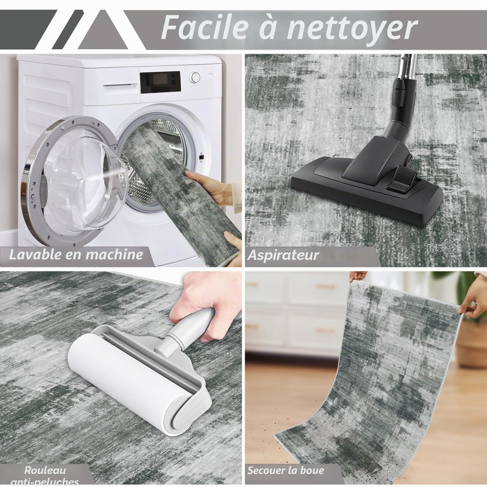 Famibay Lot de 3 Tapis Cuisine Devant Evier Tapis de Cuisine Antidérapant et Lavable pour Couloir Salle à Manger Entrée et Porte Gris Foncé 50x120cm + 50x80cm + 50x80cm