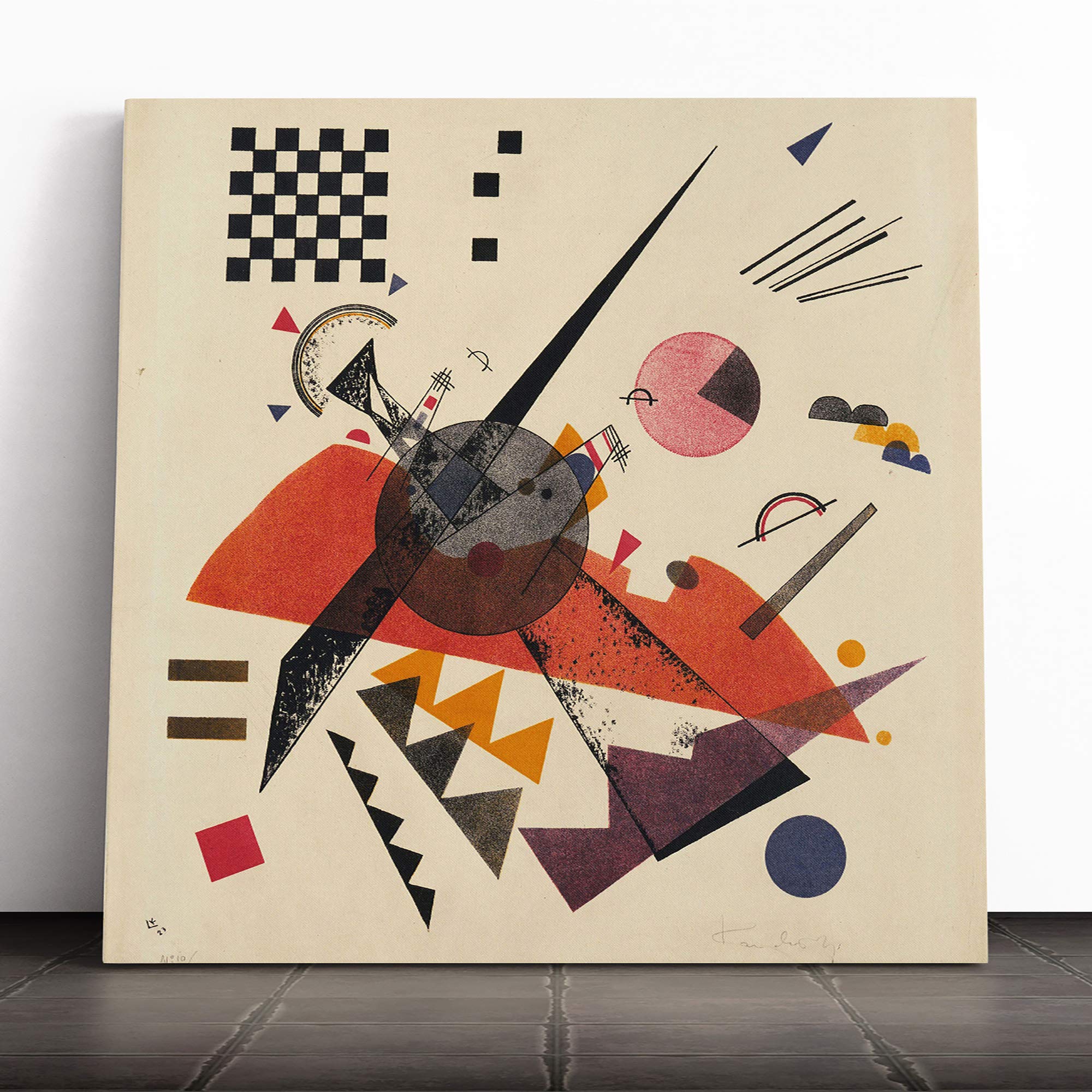 Wassily Kandinski Orange Canvas Print | Gallery Wrapped 30mm Frame Wall Art | 20x20 inches | Ready to Hang | Contemporary Still Life Picture | Living Room Bedroom Lounge Office