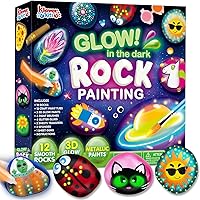 JOYIN 12 Rock Painting Kit- Glow in The Dark, 43 Pcs Arts and Crafts for Kids Ages 6-12, Art Supplies with 18 Paints,...