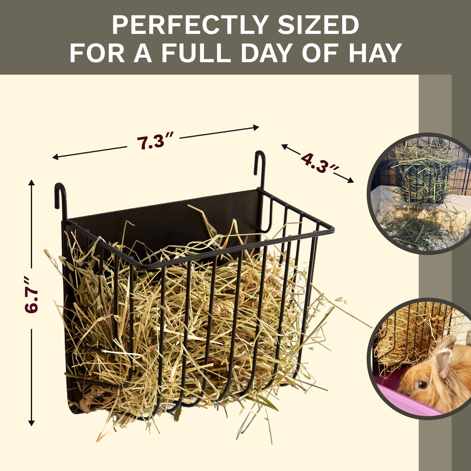 Hay Feeder for Rabbit, Guinea Pig, Bunny, Chinchilla, Heavy Duty Metal Rack Hay Holder - 7.3x4.3x6.7 inch - image 2