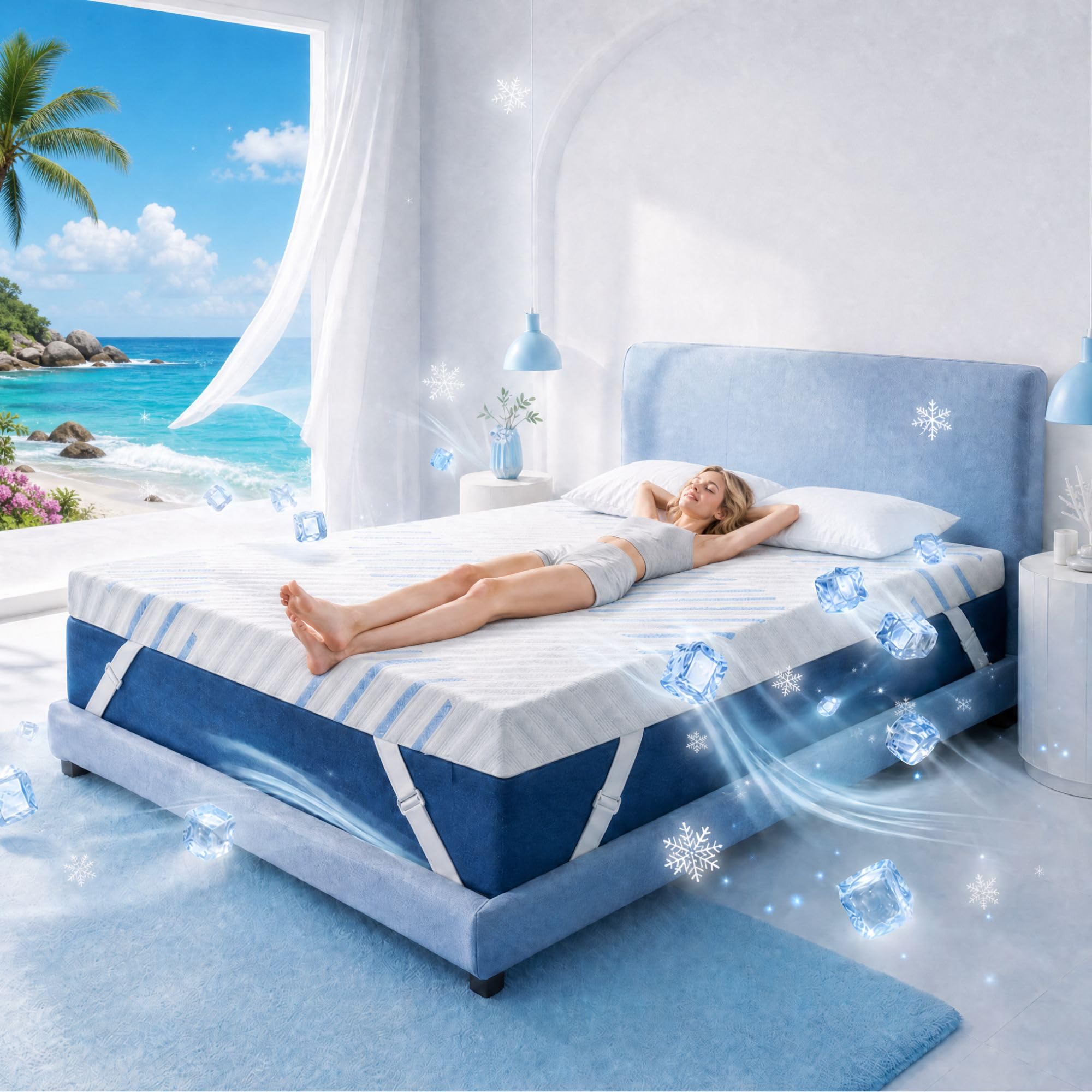 Topper 160x200cm Spugna Memoria con Gel, Topper Matrimoniale con 7 Zone di Supporto, Adatto per Materassi Duri, Molle Box, Letti Ospiti e Divani