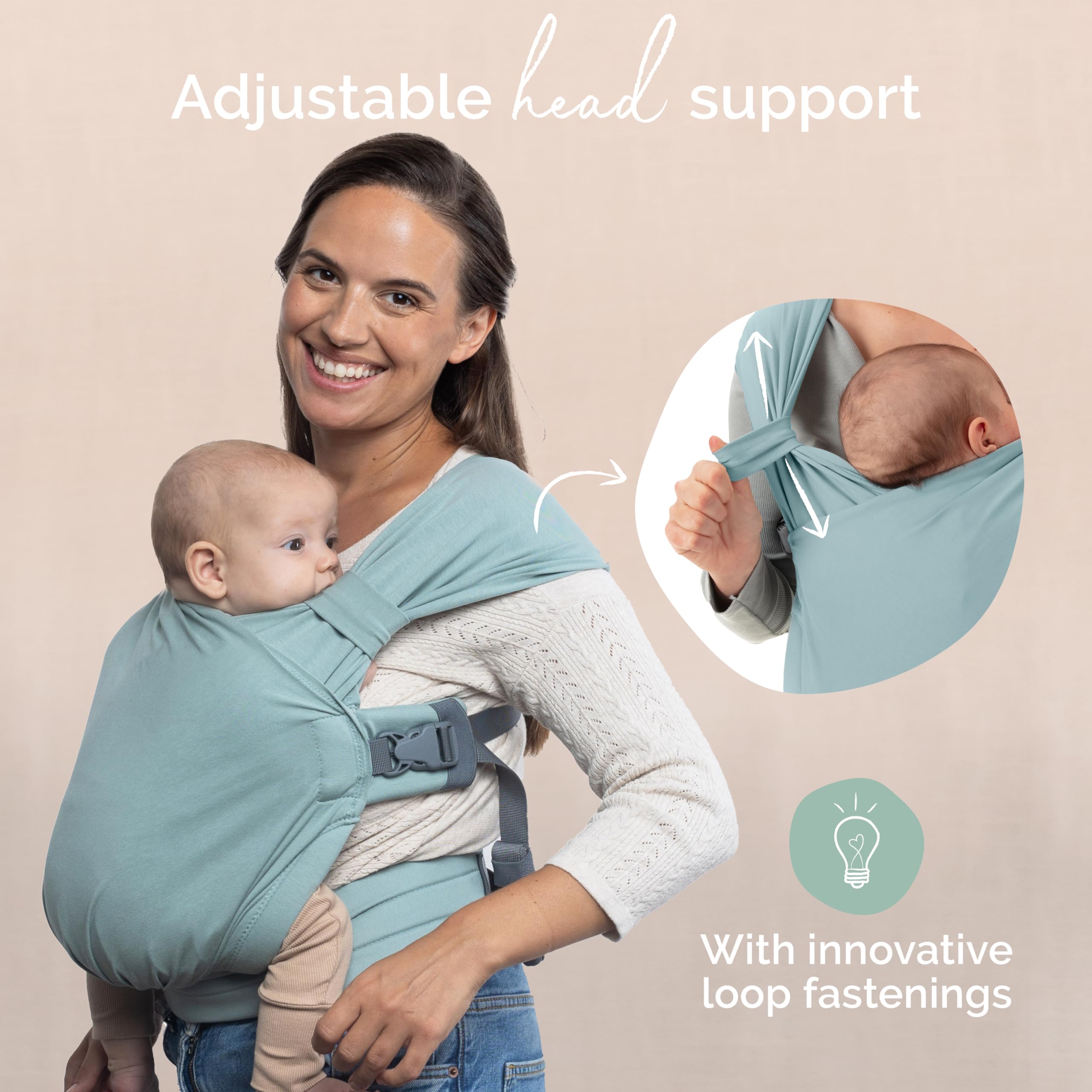 Boba Bliss Pre-Wrapped Baby Carrier with Buckle, Newborn to 7-35 lbs Light - Image 4