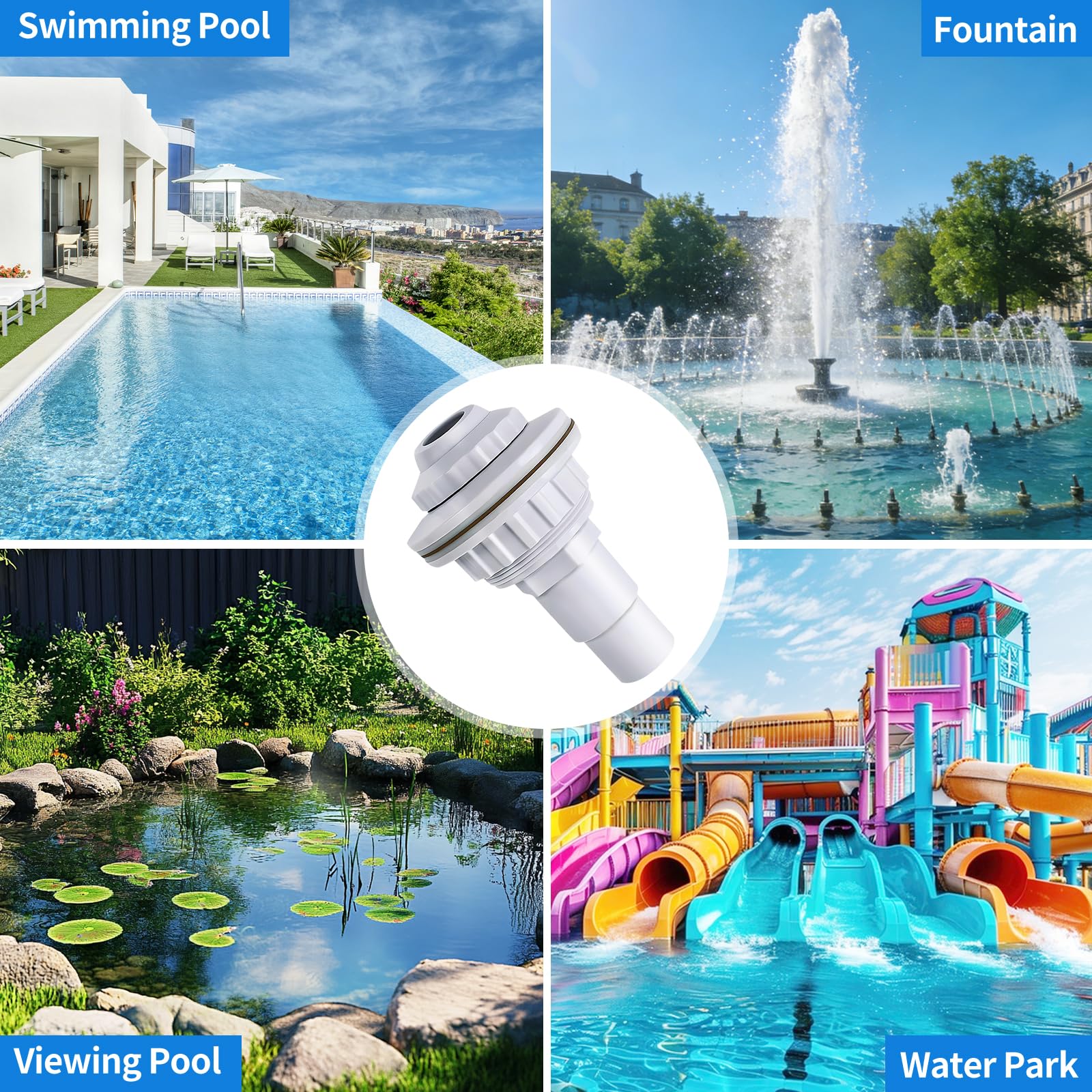 Buse d'entrée pour Piscine Réglable, Buse de Refoulement avec Tête Pivotante 32 mm 38 mm