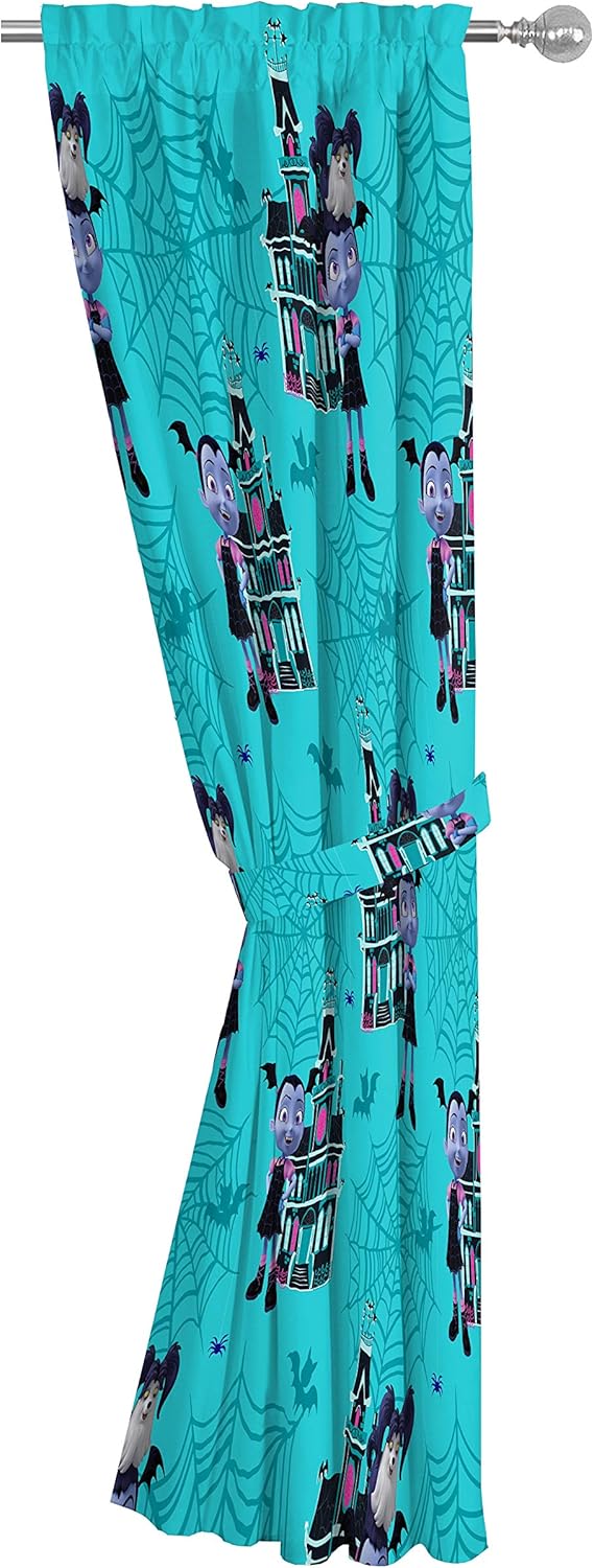 Jay Franco Disney Vampirina 63" inch Drapes 4 Piece Set - Beautiful Room Décor & Easy Set up - Window Curtains Include 2 Panels & 2 Tiebacks (Official Disney Product)