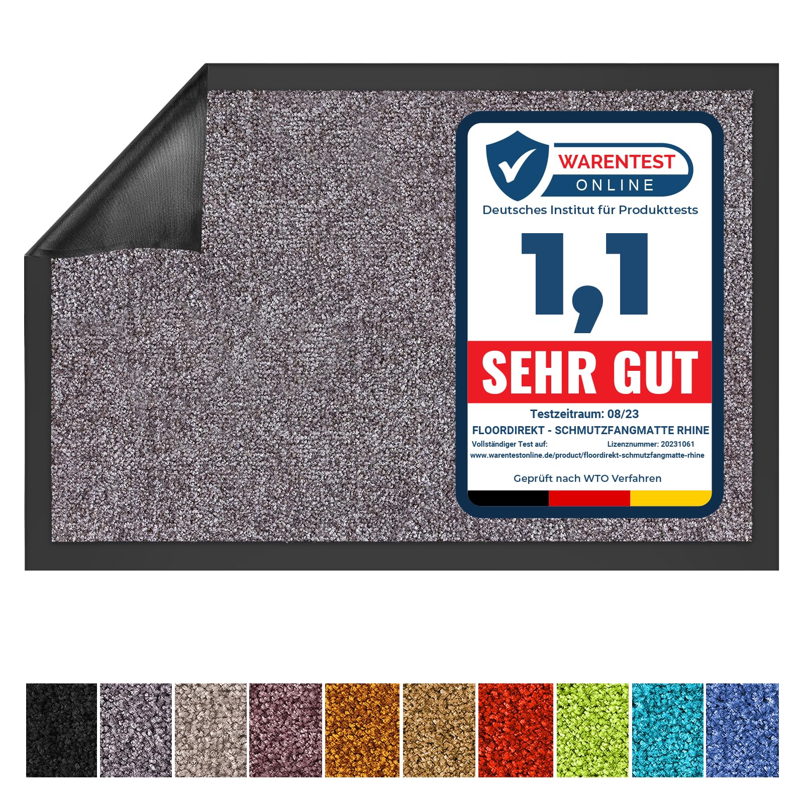 Floordirekt Schmutzfangmatte Rhine - waschbare & leistungsstarke Fußmatte - Sauberlaufmatte mit Rutschfester Rückseite - Türmatte für den Eingangsbereich