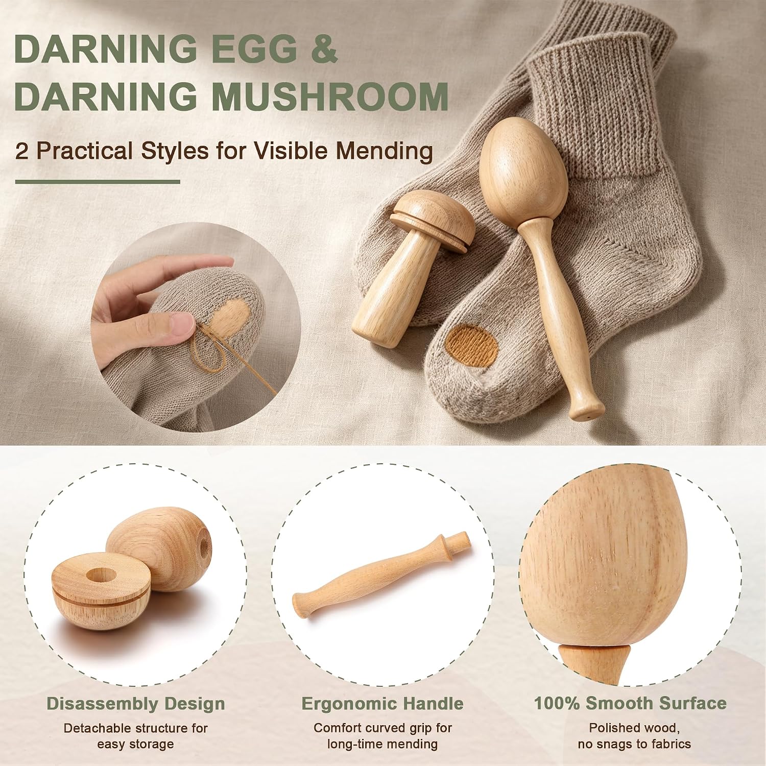 Yoption Darning Egg Darning Mushroom Loom Kit for Mending Socks