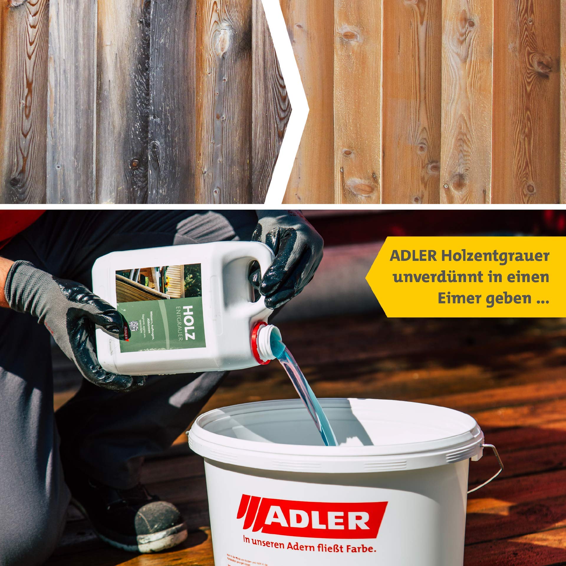 Legno ENT Grigio 2,5L Universale Pulitore entgrauer Aufheller anti-alghe Muschio rimozione