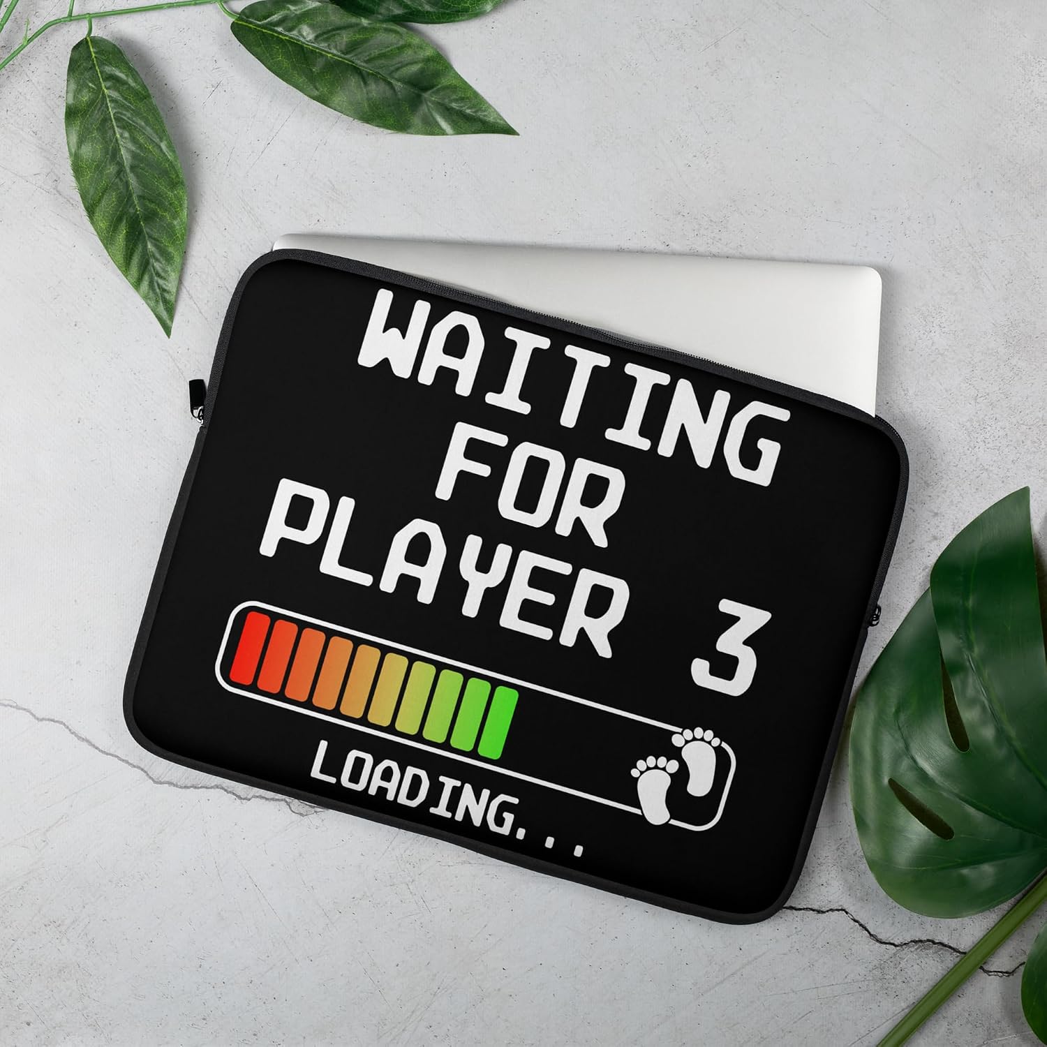Expectant Dad to Be Gamer Pregnancy Announcement Player 3 Graphic Laptop Sleeve image 4