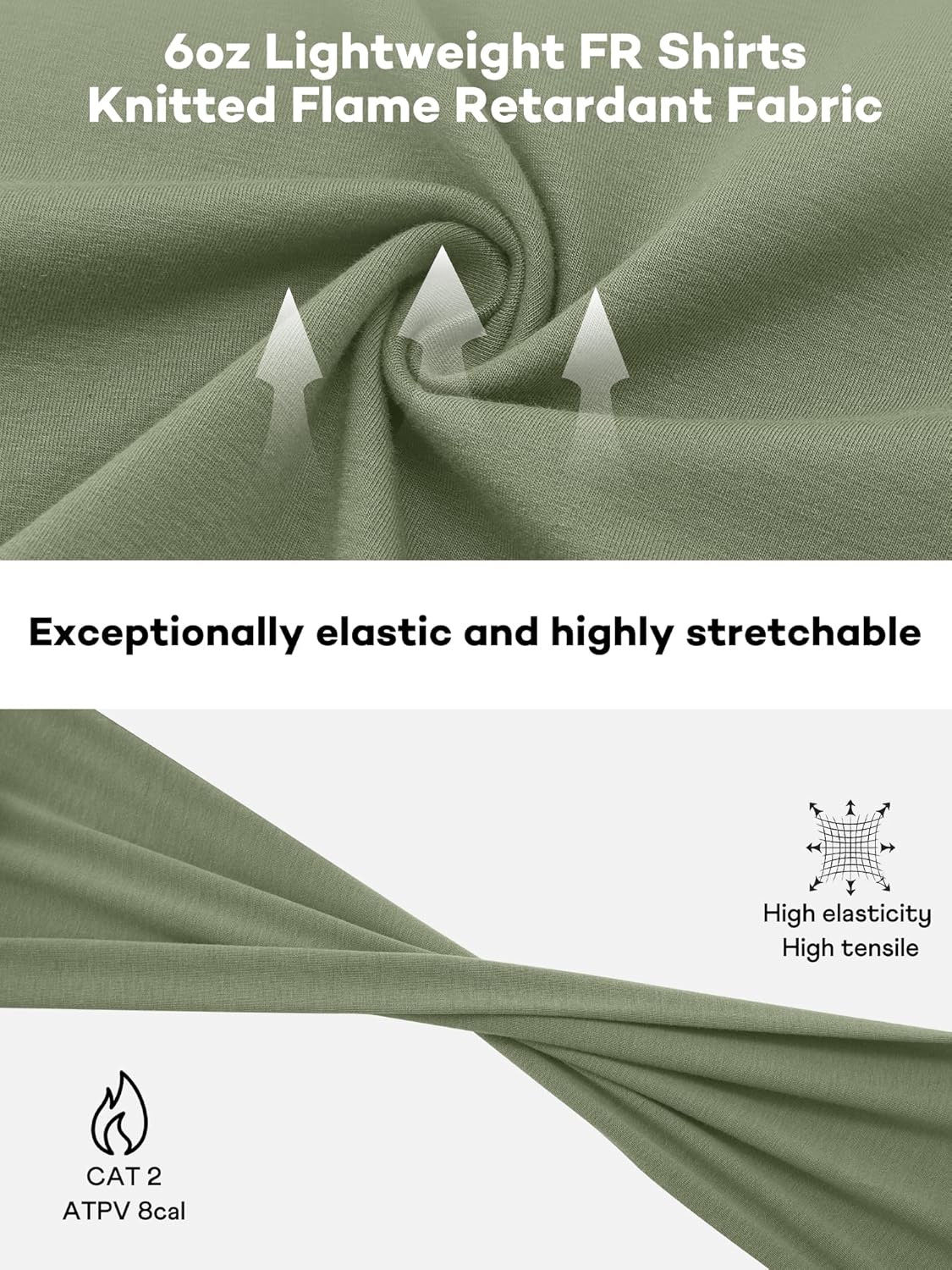 FR Shirts for Men 6oz Lightweight Stretch Work Shirt with Decorative Shoulder Stitch Design Flame Resistant Long Sleeve CAT2 - Image 5