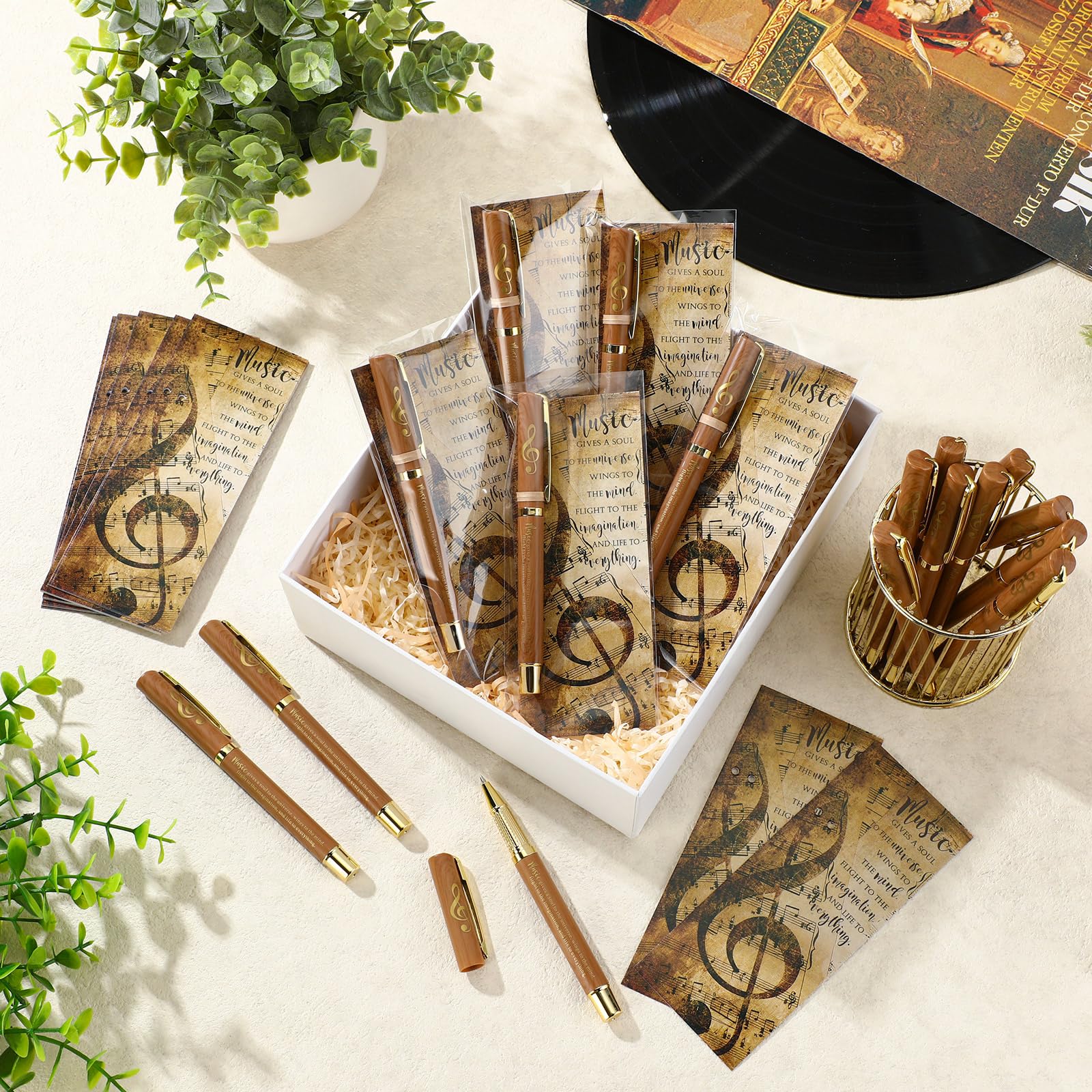 30 Sets Musikstifte, inspirierende Musikstifte, Geschenk für Lehrer mit Lesezeichen, Musik-Partygeschenke für Lehrer, Chorliebhaber, Musiker, Studio, Club