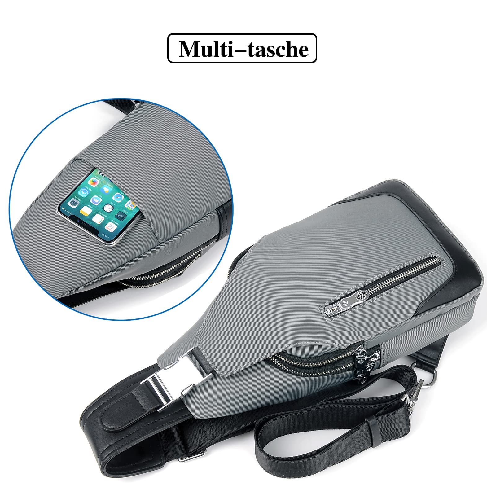 Mixroom - Monospalla Uomo Borsa Marsupio zaino zainetto borsello a tracolla petto USB Z27