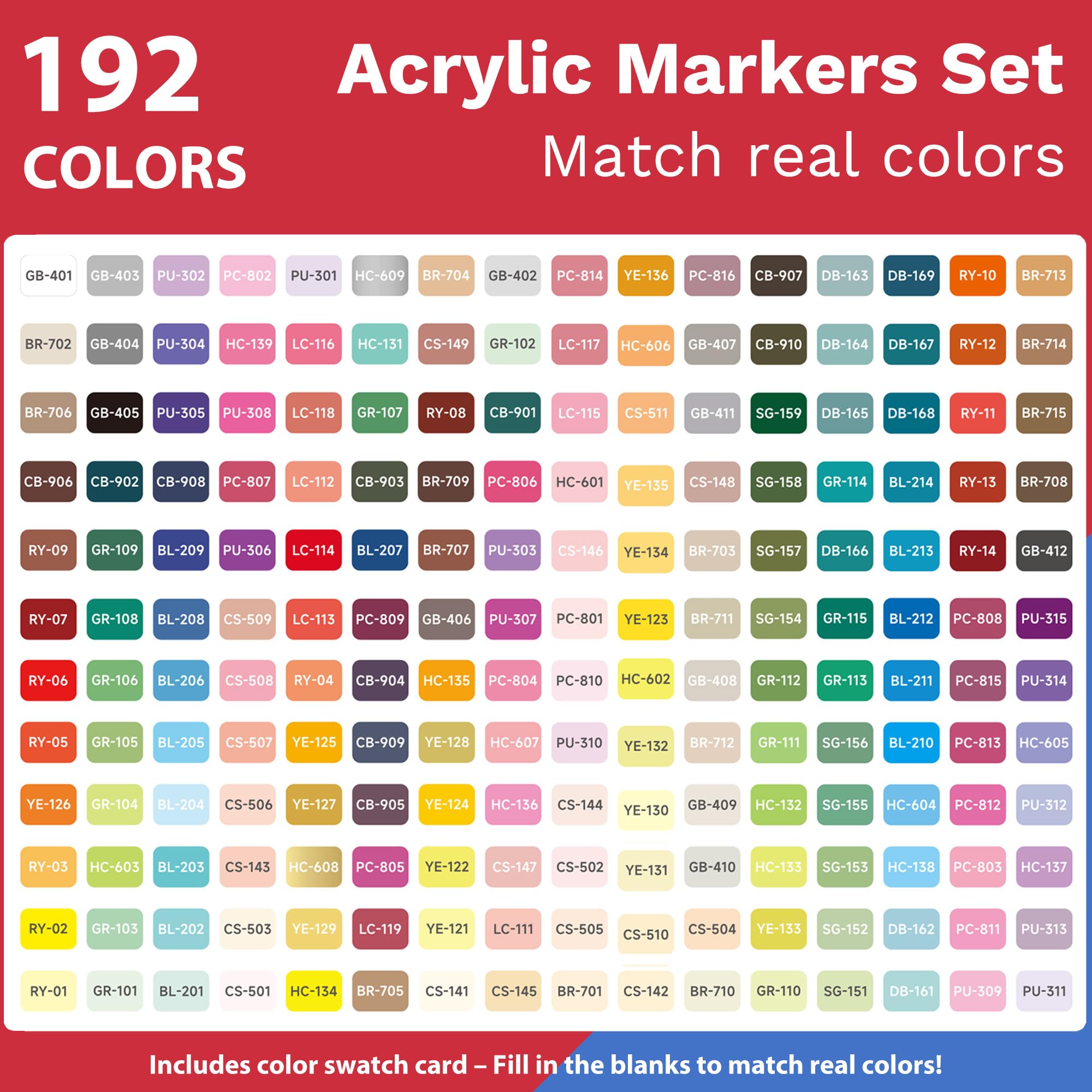 192 Couleurs Marqueurs Peinture Acrylique - Marqueurs à Pointe Pinceau Vibrants pour Artistes Adultes, Set de Marqueurs avec Boîte de Rangement Parfait pour Tissu, Verre, Bois et DIY