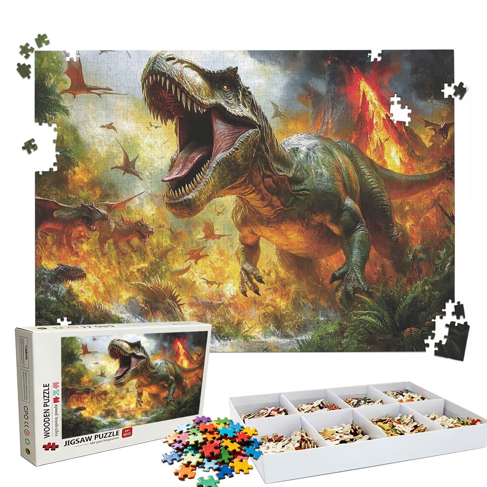 Puzzle 5000 sztuk dinozaurów zwierzęcych (2) - duże drewniane puzzle - puzzle 5000 elementów dla dorosłych - gra inteligencyjna - z wykwintnym pudełkiem do pakowania - precyzyjne cięcie - wystrój domu