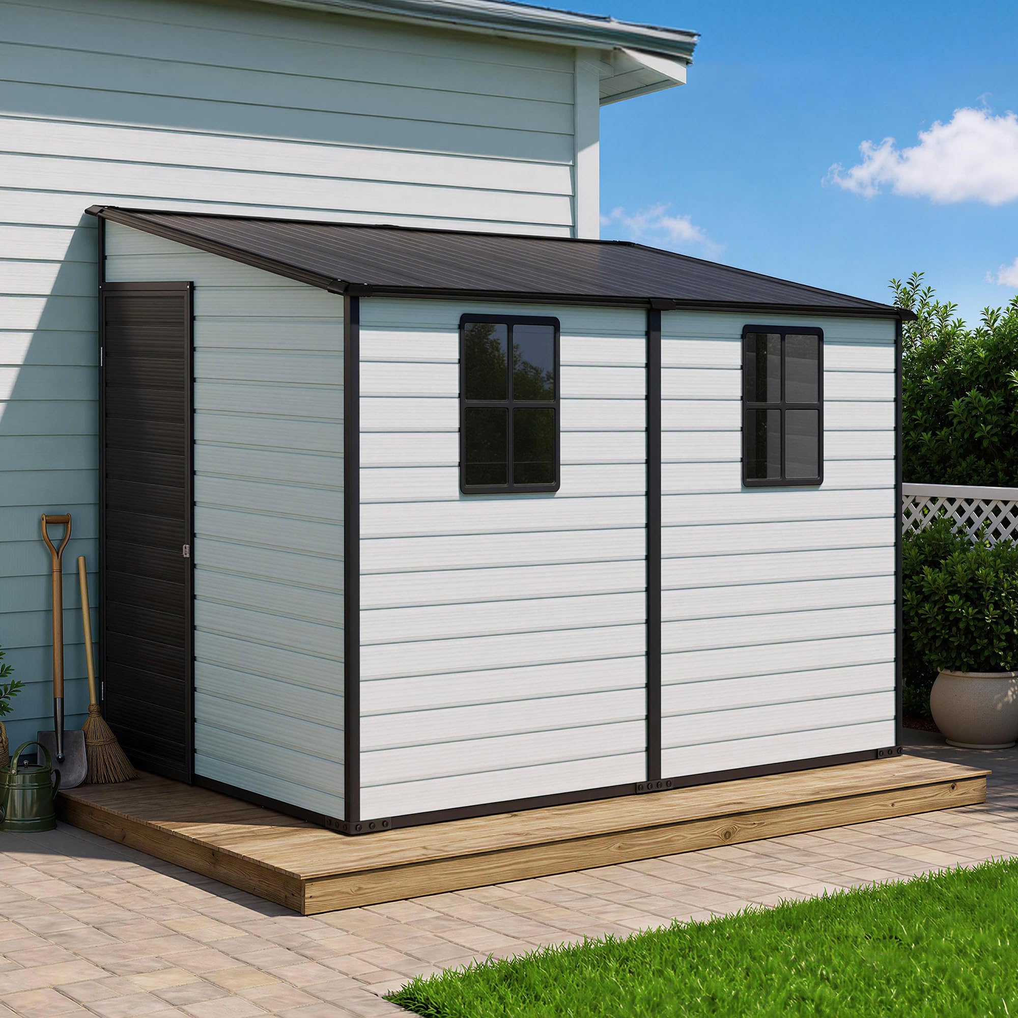 AMERLIFE 8 x 6 x 6 FT Resin Lean-To Storage Shed