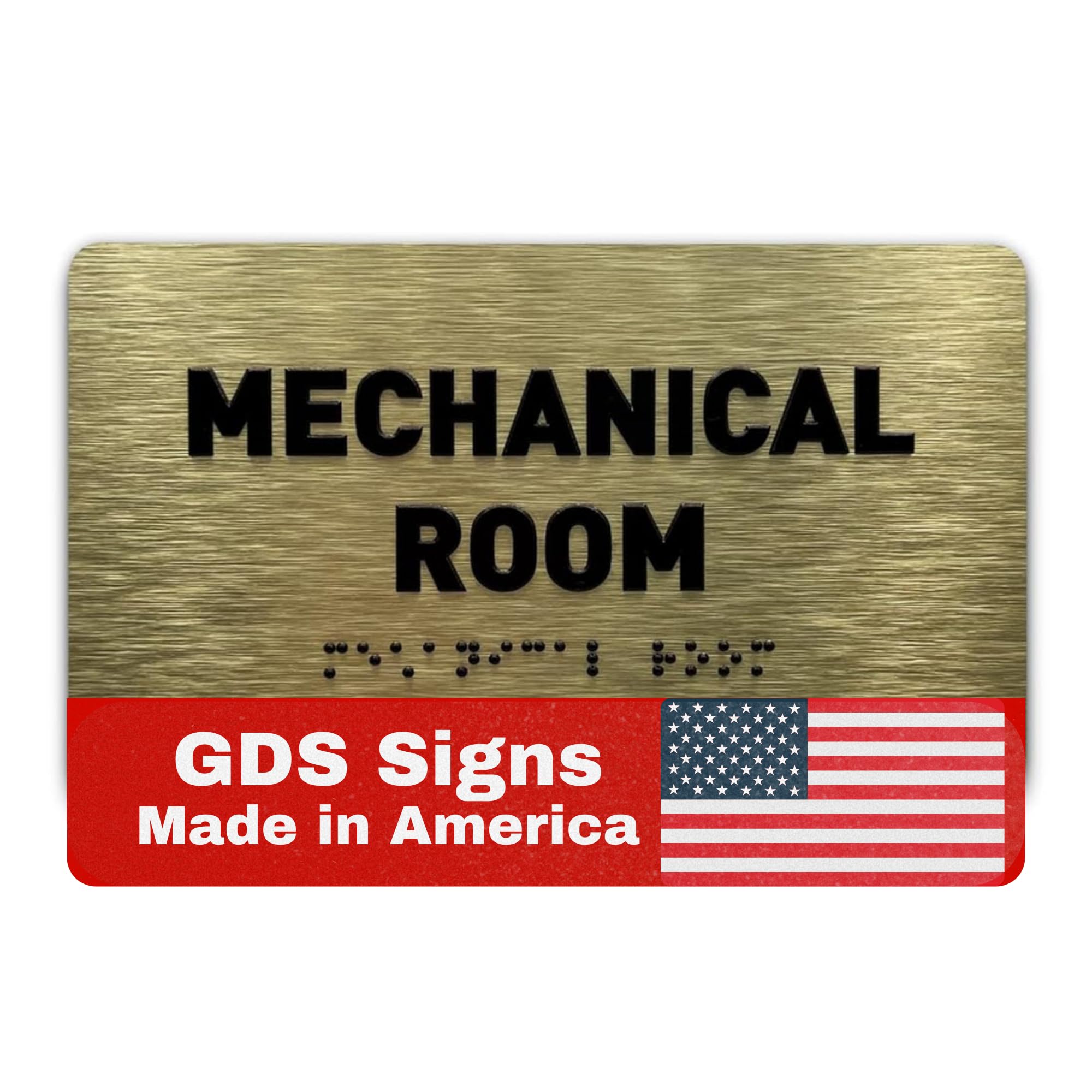 Mechanical Room Sign by GDS - ADA Compliant, Raised Icons, & Grade 2 Braille - Includes Adhesive Strips for Easy Installation - Modern Utility Signs for Offices, Businesses, & Restaurants - 7" W x 4"