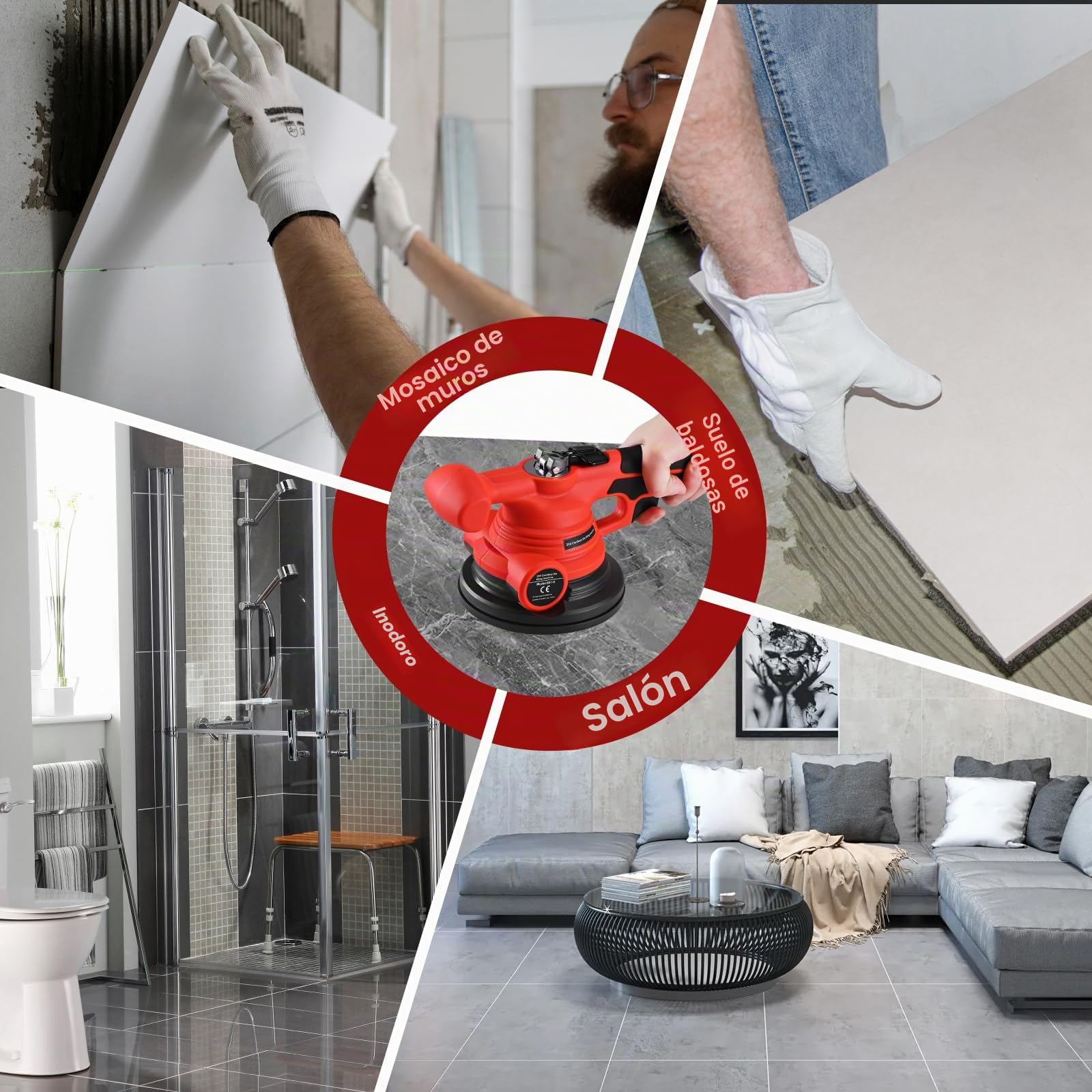 Baldosas máquina eléctrica vibrador con bolsa de succión de 145 mm 0-18000 rpm Control de velocidad continuo Herramienta de vibración para colocar azulejos de pared
