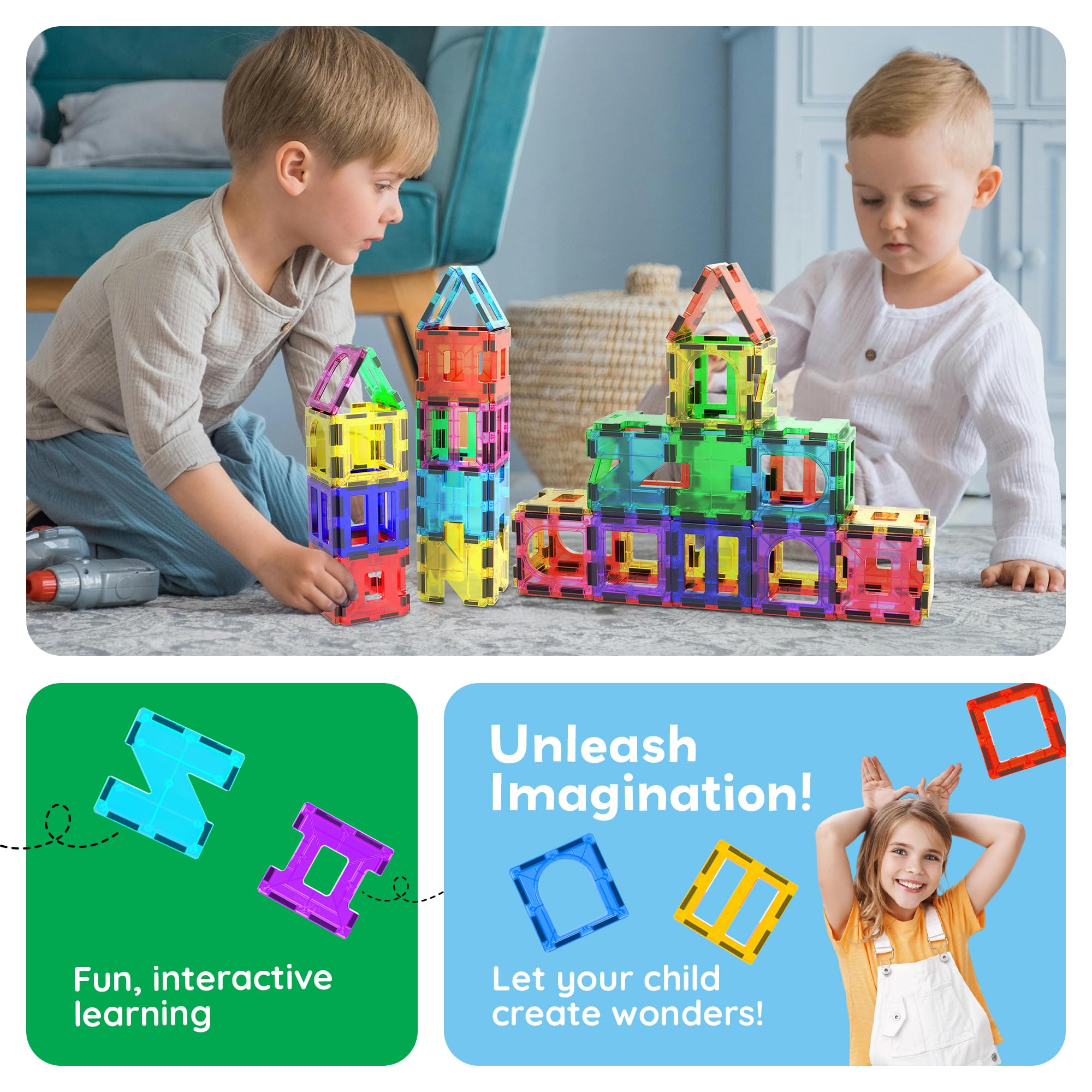 PicassoTiles PT42 Designer Artistry Kit 42pcs Set Magnet Building Tiles Clear Color Magnetic 3D Building Block - Creativity Beyond Imagination! Educational, Inspirational, Conventional, Recreational